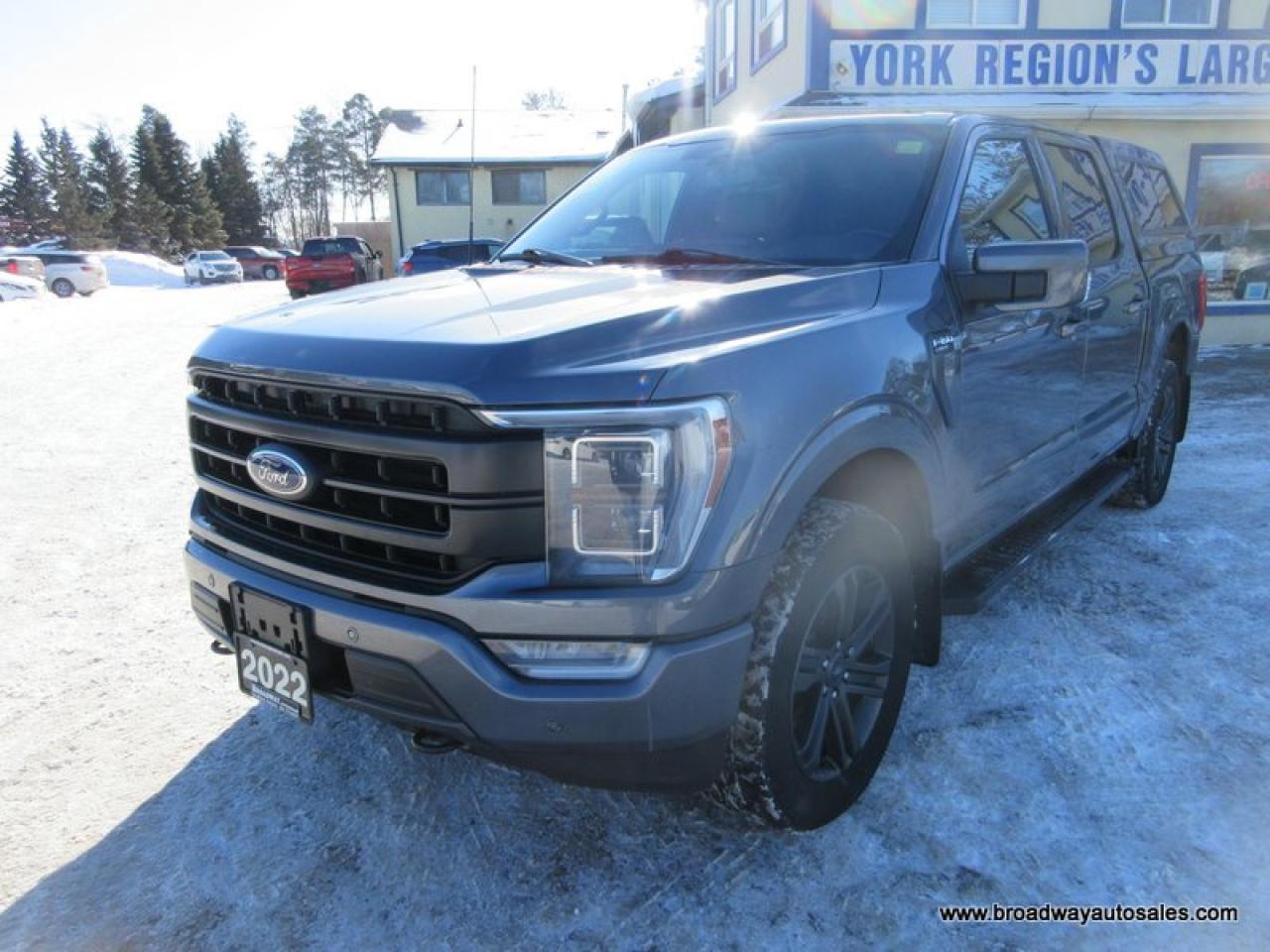 2022 Ford F-150 LOADED LARIAT-PACKAGE 5 PASSENGER 2.7L - V6.. 4X4.. CREW-CAB.. SHORTY.. NAVIGATION.. POWER PEDALS.. LEATHER.. HEATED SEATS & WHEEL.. BACK-UP CAMERA..