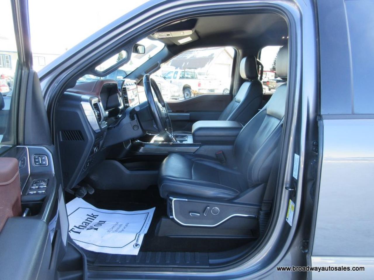 2022 Ford F-150 LOADED LARIAT-PACKAGE 5 PASSENGER 2.7L - V6.. 4X4.. CREW-CAB.. SHORTY.. NAVIGATION.. POWER PEDALS.. LEATHER.. HEATED SEATS & WHEEL.. BACK-UP CAMERA.. Photo