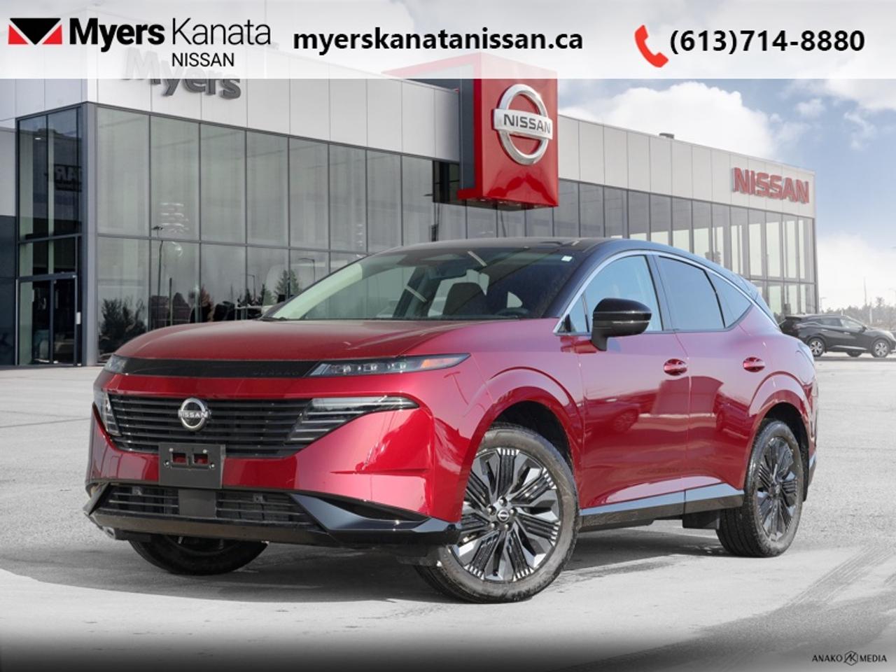 <b>Low Mileage, Cooled Seats,  Leather Seats,  Moonroof,  Navigation,  Memory Seats!</b><br> <br>  Compare at $58295 - KANATA NISSAN PRICE is just $54995! <br> <br>You can fit in or you can stand out, and this Murano makes it an easy choice. This 2025 Nissan Murano is for sale today in Kanata. This low mileage SUV has just 8,224 km. Its Scarlet Ember T in colour. It has an Automatic transmission and is powered by a 241HP 2.0L 4 Cylinder Engine. <br> <br> Our Muranos trim level is Platinum. This Platinum trim takes luxury seriously with heated and cooled leather seats with diamond quilting and extended leather upholstery with contrast piping and stitching. Additional features include a dual panel panoramic moonroof, motion activated power liftgate, remote start with intelligent climate control, memory settings, ambient interior lighting, and a heated steering wheel for added comfort along with intelligent cruise with distance pacing, intelligent Around View camera, and traffic sign recognition for even more confidence. Navigation and Bose Premium Audio are added to the NissanConnect touchscreen infotainment system featuring Android Auto, Apple CarPlay, and a ton more connectivity features. Forward collision warning, emergency braking with pedestrian detection, high beam assist, blind spot detection, and rear parking sensors help inspire confidence on the drive. This vehicle has been upgraded with the following features: Cooled Seats, Leather Seats, Moonroof, Navigation, Memory Seats, Power Liftgate, Remote Start.<br> <br/><br>*LIFETIME ENGINE TRANSMISSION WARRANTY NOT AVAILABLE ON VEHICLES WITH KMS EXCEEDING 140,000KM, VEHICLES 8 YEARS & OLDER, OR HIGHLINE BRAND VEHICLE(eg. BMW, INFINITI. CADILLAC, LEXUS...)<br> Come by and check out our fleet of 80+ used cars and trucks and 70+ new cars and trucks for sale in Kanata.  o~o