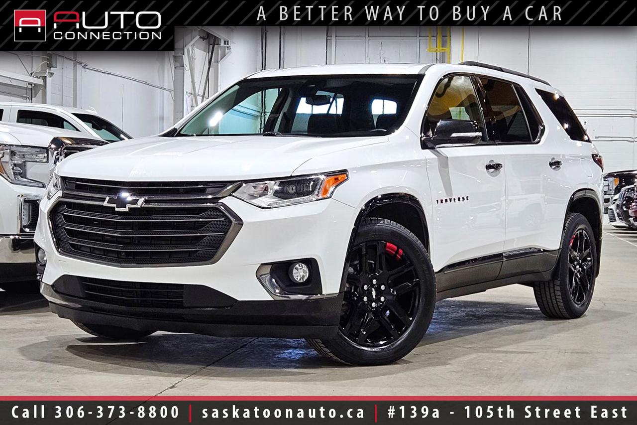 <p><span></span><font color=#000000><span><span>Financing & Warranty Available!</span><span><br></span></span></font><span><br></span><span>SK Vehicle - Excellent Condition - Lots of Features!</span><span><br></span><span><br>This locally owned <b>2019 Chevrolet Traverse Premier Redline Edition</b> delivers bold performance styling with refined three-row luxury, finished in striking Summit White with aggressive gloss black accents and redline badging. Under the hood, the powerful 3.6L V6 paired with intelligent All-Wheel Drive and factory trailering equipment provides confident capability for prairie highways, winter roads, and weekend adventures. Inside the Jet Black perforated leather interior, you and your passengers are treated to heated and cooled front seats, heated second-row seating, a heated steering wheel, and personalized driver memory settings for premium comfort year-round. A dual Skyscape two-panel panoramic moonroof floods the cabin with natural light while the Bose premium audio system, navigation, wireless charging, Apple CarPlay, Android Auto, and built-in 4G LTE Wi-Fi keep everyone connected and entertained. Safety is seamlessly integrated with advanced driver assistance including Surround Vision 360-degree camera, lane keeping technology, blind spot monitoring, rear cross traffic alert, forward collision alert, and automatic emergency braking for added peace of mind. The hands-free power liftgate, remote start, and tri-zone climate control make daily driving and family life effortless. Rolling on exclusive 20-inch gloss black Redline wheels, this Traverse stands apart with a bold, upscale presence that commands attention. Now available at Saskatoon Auto Connection, this Premier Redline is the perfect blend of luxury, technology, and Saskatchewan-ready capability.<br><br></span><span>Key Features:</span><span><br></span><span><br>- All-Wheel Drive (AWD)<br>- 7-Passenger Speaking<br>- Redline Edition<br>- Driver Confidence II Package<br>- Cooled & Heated Front Seats<br>- Heated Rear Seats<br>- Heated Steering Wheel<br>- Remote Start<br>- Wireless Charging Mat<br>- Apple CarPlay & Android Auto Compatibility<br>- Navigation<br>- Dual Skyscape 2-Panel Power Moonroof<br>- 10-Speaker Bose Premium Sound System w/ Richbass Subwoofer<br>- 360-Degree Surround Vision Camera<br>- Rear Park Assist<br>- Lane Keep Assist w/ Lane Departure Warning<br>- Lane Change Alert w/ Side Blind Zone Alert<br>- Rear Cross Traffic Alert<br>- Following Distance Indicator<br>- Front Pedestrian Braking<br>- Low Speed Forward Automatic Braking<br>- Forward Collision Alert<br>- IntelliBeam Auto High Beams<br>- Power Hands-Free Liftgate<br>- Tri-Zone Automatic Climate Control<br>- Built-In 4G LTE Wi-Fi Hotspot<br>- Drivers Seat Memory Settings<br>- LED D-Optic Bi-Function Projector-Beam Headlamps<br>- Gloss Black Exterior Trim & Badging<br>- Trailering Equipment<br>- 20-Inch Gloss Black-Painted Aluminum Wheels w/ Red Accents<br>- 3.6L 6-Cylinder Engine<br><br><b>Exterior Colour:</b> Summit White<br><b>Interior Colour:</b> Jet Black Perforated Leather<br><br><b>Manufacturers Brochure:</b> </span><a href=https://www.centuryu.com/uploads/1/4/4/6/144698822/2019_traverse.pdf target=_blank><span>https://www.centuryu.com/uploads/1/4/4/6/144698822/2019_traverse.pdf</span></a><span><br><br></span><span>Unlock a full year of exclusive VIP benefits with your purchase! Enjoy 20% off labour, 25% off tires, free windshield stone chip repairs, and so much more. Visit saskatoonauto.ca for all the details.<br></span><span><br>Honesty Pricing eliminates the haggle hassle by providing you with our lowest possible selling price up front. In fact, it is the lowest price in our market, and we will prove it by disclosing a comprehensive market report of what our competitors are selling similar vehicles for.<br></span><span><br>This vehicle meets our Diamond Certification standard, which begins by selecting only premium quality vehicles and subjecting them to a much more comprehensive inspection process than typical dealerships use. Diamond Certified ensures a clean history, exceptional appearance and problem-free operation.<br></span><span><br>At Saskatoon Auto Connection we sell pre-owned automobiles the way we would like to buy them ourselves. Since 2008, we have been dedicated to providing the highest level of integrity and transparency in our industry, in combination with the highest quality vehicles at the most competitive prices in Saskatchewan. Our friendly staff is ready to positively redefine your expectations of the pre-owned automobile space.</span><span></span></p>