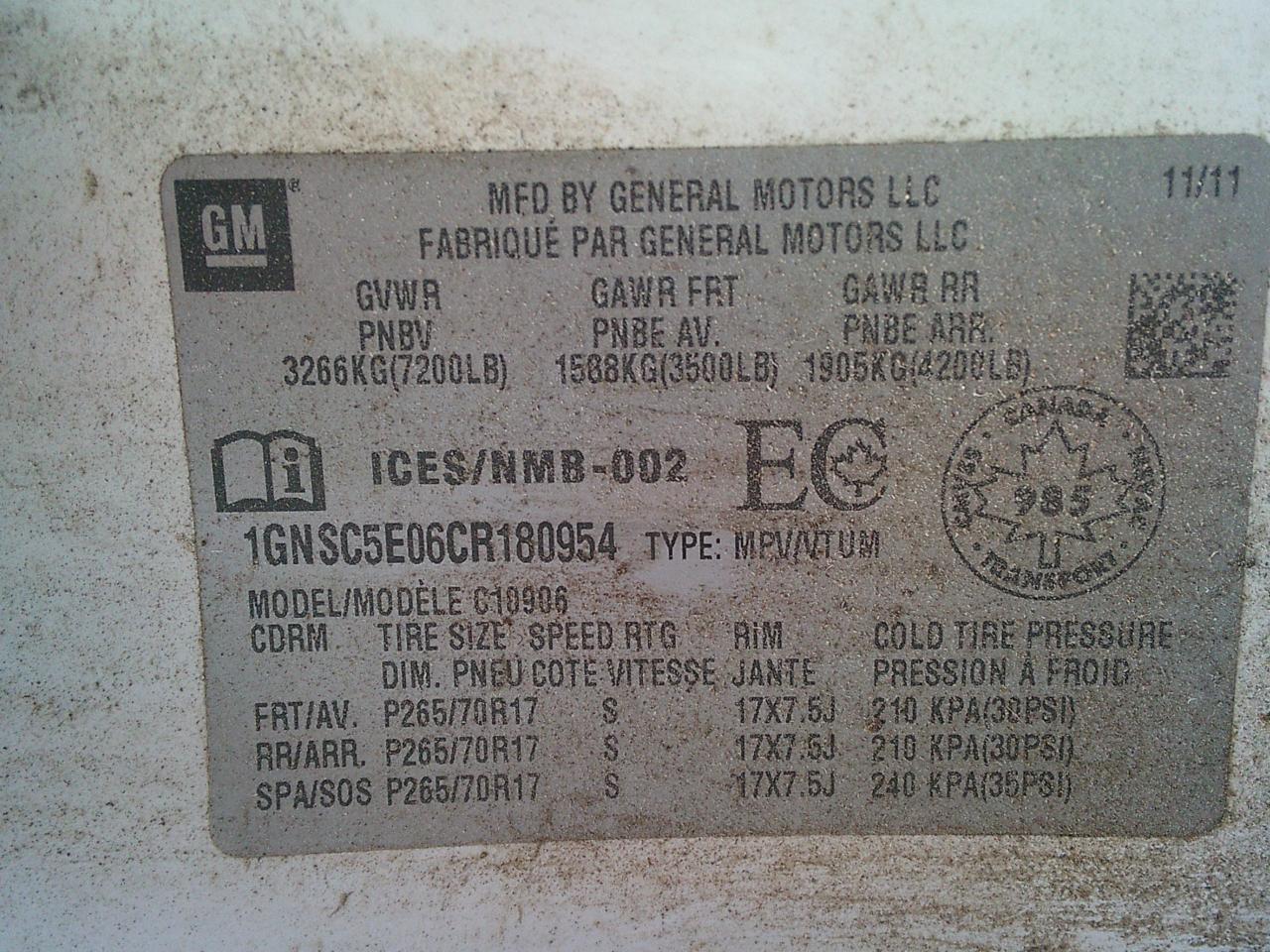 2012 Chevrolet Suburban 2WD 4dr 1500 Commercial Photo