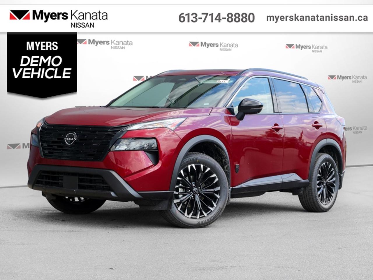 <b>Low Mileage, Sunroof,  Power Liftgate,  Intelligent Cruise Control,  Heated Seats,  Heated Steering Wheel!</b><br> <br>  Compare at $45400 - KANATA NISSAN PRICE is just $39400! <br> <br>Capable of crossing over into every aspect of your life, this 2026 Rogue lets you stay focused on the adventure. This 2026 Nissan Rogue is fresh on our lot in Kanata. This low mileage SUV has just 50 km. Its Scarlet Ember Tintcoat in colour. It has an Automatic transmission and is powered by a 201HP 1.5L 3 Cylinder Engine. <br> <br> Our Rogues trim level is SV Dark Armor. Black machined finish alloy wheels, black bodyside cladding, chrome side window trim, and a black rear bumper give this all-wheel-drive crossover a sporty, urban-ready look, rounded out by a power tilt and slide glass sunroof over the first and second rows with a power sunshade, deep tinted glass, a black grille, heated power mirrors, speed sensitive wipers with heated wiper park, intelligent LED headlights with automatic high beams, and a power liftgate. Inside, Prima-Tex leatherette seat trim pairs with metal-look instrument panel and door inserts and chrome accents, alongside heated front bucket seats with an 8-way power drivers seat and 2-way power lumbar, a heated TailorFit leatherette steering wheel, and heated 60/40 split-folding reclining rear seats. Dual zone automatic climate control, Intelligent Cruise Control with full speed range and hold, proximity key entry with push button start, remote engine start from the key fob or smartphone, power cargo and fuel releases, and concealed cargo storage keep daily driving easy. An 8-inch colour touchscreen runs NissanConnect with Apple CarPlay and Android Auto, voice recognition, SiriusXM, streaming audio, Bluetooth, two USB-C ports, a Wi-Fi hotspot, and six speakers plus two tweeters. Safety covers ProPILOT Assist, Blind Spot Warning with Blind Spot Intervention, Intelligent Lane Intervention with lane departure warning, Intelligent Backup Intervention, rear parking sensors, an aerial view camera system, automatic collision notification and emergency call, and full airbag coverage. This vehicle has been upgraded with the following features: Sunroof, Power Liftgate, Intelligent Cruise Control, Heated Seats, Heated Steering Wheel, Remote Start, Lane Departure Warning.<br> <br/><br>*LIFETIME ENGINE TRANSMISSION WARRANTY NOT AVAILABLE ON VEHICLES WITH KMS EXCEEDING 140,000KM, VEHICLES 8 YEARS & OLDER, OR HIGHLINE BRAND VEHICLE(eg. BMW, INFINITI. CADILLAC, LEXUS...)<br> Come by and check out our fleet of 70+ used cars and trucks and 80+ new cars and trucks for sale in Kanata.  o~o