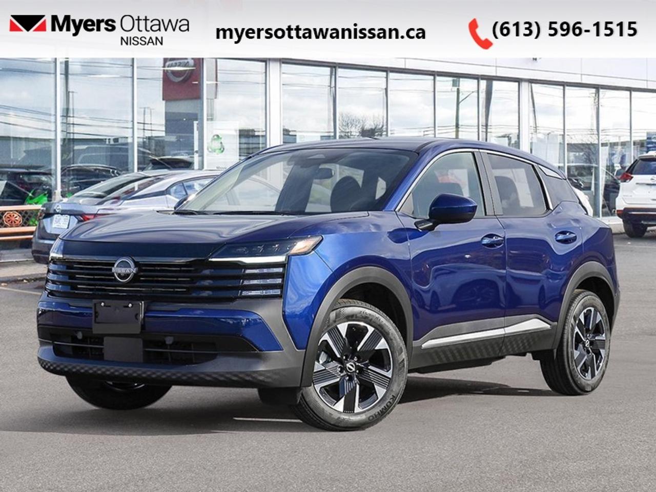 <b>Heated Seats,  Wireless Charging,  Heated Steering Wheel,  Remote Start,  Blind Spot Warning!</b><br> <br> <br> <br>This compact SUV rewards you with a perfect blend of confident capability with comfort and smart design. <br> <br>This Kicks did not take any shortcuts, but it is offering you a shortcut to possibility. Make the most of every day with intelligent features that help you express your personal style and feel your playlist with the incredible infotainment system. It really is time you put you first, and this 2026 Kicks is here for it.<br> <br>This Deep Blue Pearl SUV has an Automatic transmission and is powered by a 141HP 2.0L 4 Cylinder Engine. <br> <br> Our Kickss trim level is SV AWD. Its sculpted body features bold black cladding, body-coloured accents, and a convenient power liftgate for easy cargo access. Inside, the cabin offers heated front seats, a leather-wrapped sport steering wheel, and premium interior finishes with piano black and metallic accents. A 12.3-inch touchscreen with NissanConnect keeps you seamlessly connected through wireless Apple CarPlay, Android Auto, and Bluetooth streaming. Convenience features like keyless entry with push-button start, Intelligent Cruise Control, and flexible 60/40 split-folding rear seats enhance daily comfort, while advanced safety technologiesincluding Blind Spot Warning, Rear Cross Traffic Alert, and Intelligent Emergency Brakinghelp keep you protected on every journey. This vehicle has been upgraded with the following features: Heated Seats, Wireless Charging, Heated Steering Wheel, Remote Start, Blind Spot Warning, Lane Departure Warning, Collision Mitigation.<br><br> <br>To apply right now for financing use this link: <a href=https://www.myersottawanissan.ca/finance target=_blank>https://www.myersottawanissan.ca/finance</a><br><br> <br/> Total  rebate of $2500 is reflected in the price.   Incentives expire 2026-03-31.  See dealer for details. <br> <br> <br>LEASING:<br><br>Estimated Lease Payment: $424/m <br>Payment based on 2.9% lease financing for 60 months with $0 down payment on approved credit.         Total obligation $25,464. Mileage allowance of 16,000 KM/year. Offer expires 2026-03-31.<br><br><br><br> Come by and check out our fleet of 20+ used cars and trucks and 80+ new cars and trucks for sale in Ottawa.  o~o