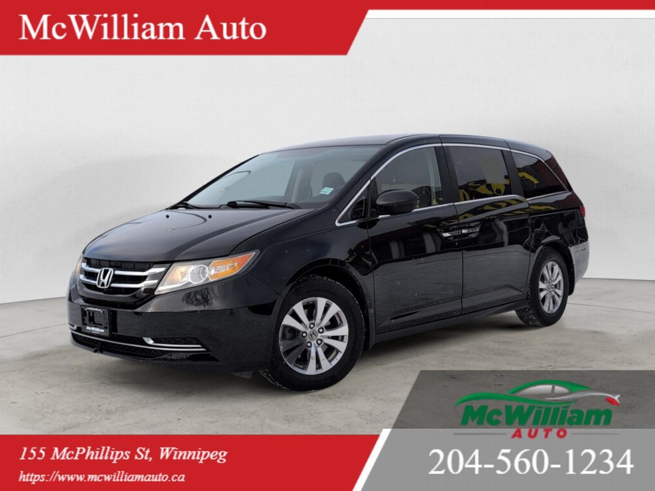 <br> 2017 Honda Odyssey EX<br><br> 3.5L V6, Automatic Transmission, Front Wheel Drive, Power Doors, Push Start, Keyless Entry, Heated Seats, Back Up Camera, Tri Zone Climate Control, Local Manitoba Vehicle, Financing Available, Extended Warranty Available, Clean Title, Safetied. <br><br> We offer the best priced Premium warranties and seamless onsite financing here to improve your buying experience. Our Finance manager is the best in the Business! working quickly and diligently to secure you affordable financing is our specialty. Give us a call and get pre approved today!<br><br>DEALER PERMIT #4611<br><br>Call today: 204-560-1234<br><br>Visit us TODAY at 155 McPhillips St, Winnipeg, MB <br><br>Website: www.mcwiliamauto.ca<br><br>Email: winnipegcar@gmail.com<br><br>Click here to get pre approved:<br><br>https://www.mcwilliamauto.ca/car-loan-application/actual vehicle for the actual information. <br><br> IMPORTANT DISCLAIMER : This vehicle is a used vehicle, all the features and information may not be accurate from the descriptions above, please check the <br><br> <br><br>