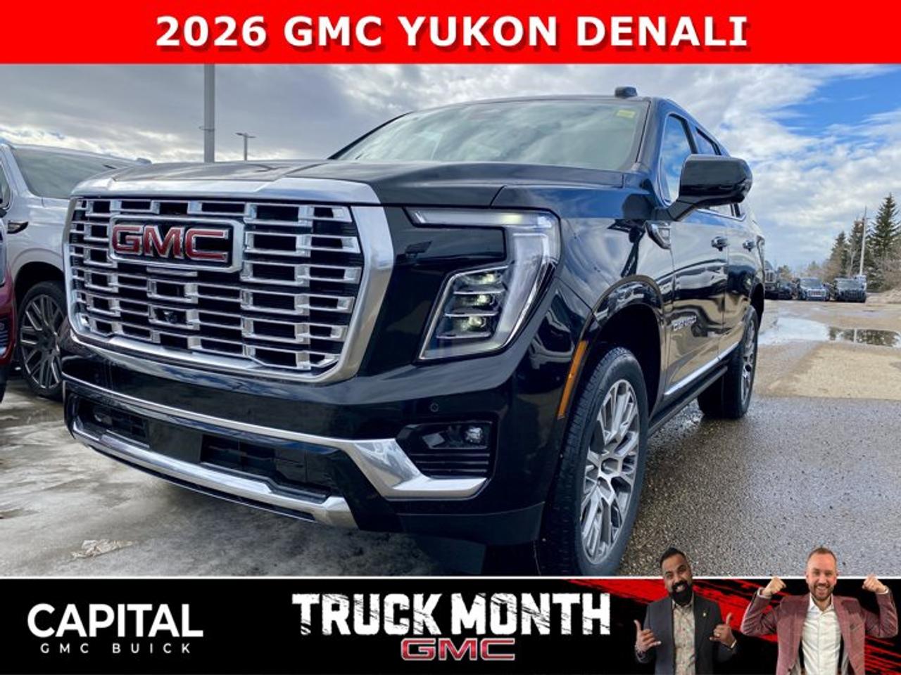 Check out this 2026 GMC YUKON DENALI... Fully equipped with options like Heated and Cooled Seats, Panoramic Sunroof, 22 INCH WHEELS, Power Assist Steps, Heated Steering, Adaptive Cruise Control, Blind Spot Monitoring, 360 CAM, 15 Heads-up Display, Premium Surround Sound, Heated Back Seats, Dual Exhaust, Hands Free Power Liftgate, Automatic Braking, Magnetic Ride Control and so much more... THE ULTIMATE SUVAsk for the Internet Department for more information or book your test drive today! Text 825-445-0521 for fast answers at your fingertips!AMVIC Licensed Dealer - Licence Number B1044900Disclaimer: All prices are plus taxes and include all cash credits and loyalties. See dealer for details. AMVIC Licensed Dealer # B1044900