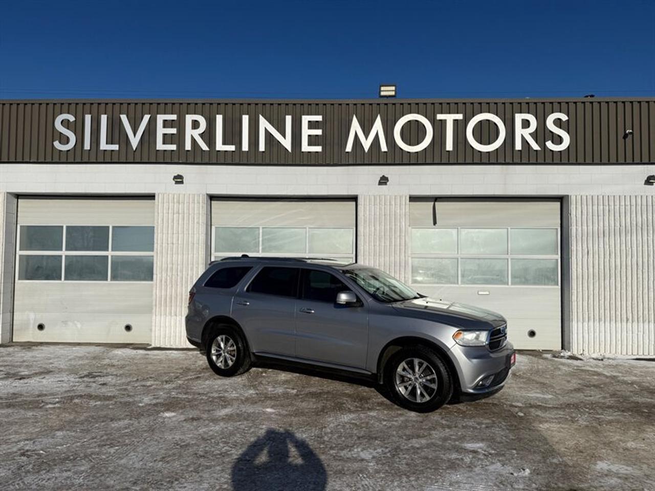 ***WHY BUY FROM SILVERLINE?***

*FINANCING AVAILABLE*

*CLEAN TITLE ONLY*

*TRADE-INS WELCOME*

*7 DAY INSURANCE*

*3 MONTH WARRANTY/5000KM LIMITED POWERTRAIN WARRANTY*

*MB SAFETY*

*NATIONWIDE DELIVERY AVAILABLE*

*D#4140* ****

****ORIGINALLY BC DODGE DURANGO LIMITED IS HERE! EXTRA CLEAN UNIT, V6, AWD, 7 PASSENGER, LEATHER INTERIOR SEATS, HEATED SEATS AND HEATED STEERING WHEEL, BLUETOOTH, BACKUP CAMERA, CLIMATE CONTROL, BLUETOOTH, SUNROOF, TOUCH SCREEN CONTROLS, 2 DVD SCREENS FOR REAR PASSENGERS, POWER WINDOWS AND POWER LOCKS, POWER MIRRORS, ALARM AND REMOTE STARTER, PUSH BUTTON START, TINTED GLASS, ALLOYS, GREAT VEHICLE INSIDE AND OUT! WILL BE SOLD WITH 2 KEYS, OIL CHANGE, MB SAFETY AND WARRANTY!





*****VALUE PRICED AT $14,991+TAX, WARRANTY INCLUDED******

*****VIEW AT SILVERLINE MOTORS, 1601 NIAKWA RD EAST******

*****CALL/TEXT 204-509-0008*****



INSTALLED FEATURES: Air filtration, Front air conditioning: automatic climate control, Front air conditioning zones: dual, Rear air conditioning: automatic climate control, Rear air conditioning zones: single, Airbag deactivation: occupant sensing passenger, Front airbags: dual, Knee airbags: driver, Side airbags: front, Side curtain airbags: front / rear / third row, Antenna type: diversity / mast, Auxiliary audio input: Bluetooth / iPod/iPhone / jack / USB, Hard drive: 40GB, In-Dash CD: DVD audio / MP3 Playback / single disc, Radio: AM/FM / touch screen display / voice operated, Radio data system, Satellite radio: SiriusXM, Total speakers: 6, ABS: 4-wheel, Brake drying, Braking assist, Electronic brakeforce distribution, Emergency braking preparation, Front brake type: ventilated disc, Power brakes, Rear brake type: ventilated disc, Armrests: rear folding, Door sill trim: scuff plate, Floor mat material: carpet, Floor material: cargo area carpet / carpet, Floor mats: front / rear / third row, Heated steering wheel, Steering wheel trim: leather, Ambient lighting, Assist handle: front / rear, Capless fuel filler system, Cargo area light, Cargo cover, Center console: front console with armrest and storage, Cruise control, Cupholders: front / illuminated / rear / third row, Flashlight: rechargeable, Memorized settings: 2 driver / audio system / driver seat / side mirrors, Multi-function remote: panic alarm / proximity entry system / trunk release, One-touch windows: 2, Overhead console: front, Power outlet(s): 115V rear / 12V front, Power steering, Power windows: lockout button, Push-button start, Reading lights: front / rear, Rearview mirror: auto-dimming, Remote engine start, Steering wheel: tilt and telescopic, Steering wheel mounted controls: audio / cruise control / phone / voice control, Storage: cargo tie-down anchors and hooks / door pockets / front seatback, Universal remote transmitter: garage door opener, Vanity mirrors: dual illuminating, Door handle color: body-color, Exhaust tip color: chrome, Fender lip moldings: accent, Front bumper color: body-color, Grille color: black / chrome surround, Headlight bezel color: chrome, Mirror color: body-color, Rear bumper color: body-color, Rear spoiler: roofline, Rear spoiler color: body-color, Rear trunk/liftgate: liftgate, Window trim: black, Infotainment: Uconnect, Infotainment screen size: 8.4 in., Clock, Compass, Customizable instrument cluster, Digital odometer, External temperature display, Gauge: tachometer, Instrument cluster screen size: 7 in., Multi-function display, Trip odometer, Warnings and reminders: low fuel level / low washer fluid, Daytime running lights: LED, Front fog lights, Headlights: auto delay off / auto on/off / halogen / wiper activated, Taillights: LED, Side mirror adjustments: power / power folding, Side mirrors: driver side auto-dimming / heated / integrated turn signals, 4WD type: full time, Alternator: 180 amps, Auxiliary oil cooler, Battery: maintenance-free, Battery rating: 700 CCA, Emissions: 50 state, Roof rack crossbars: black, Roof rails: chrome, Active head restraints: dual front, Automatic hazard warning lights, Camera system: rearview, Child safety door locks, Child seat anchors: LATCH system, Crumple zones: front / rear, Impact sensor: door unlock / fuel cut-off / post-collision safety system, Parking sensors: rear, Rearview monitor: in dash, Front seatbelts: 3-point, Rear seatbelts: 3-point, Seatbelt pretensioners: front, Seatbelt warning sensor: front, Third row seatbelts: 3-point, Driver seat: heated, Driver seat power adjustments: 8 / height / lumbar / reclining, Front headrests: 2 / adjustable, Front seat type: bucket, Passenger seat: heated, Passenger seat folding: folds flat, Passenger seat manual adjustments: reclining, Passenger seat power adjustments: 6 / height / lumbar, Rear headrests: 3 / adjustable, Rear seat: heated, Rear seat folding: split, Rear seat manual adjustments: reclining, Rear seat type: 60-40 split bench, Third row headrests: 2 / adjustable, Third row seat folding: split, Third row seat type: 50-50 split bench, Upholstery: leather-trimmed, Anti-theft system: alarm / vehicle immobilizer, Power door locks: auto-locking, Hill holder control, Roll stability control, Stability control, Traction control, Trailer stability control, Front shock type: twin-tube gas, Front spring type: coil, Front stabilizer bar, Front struts, Front suspension classification: independent, Front suspension type: short and long arm, Rear shock type: twin-tube gas, Rear spring type: coil, Rear suspension classification: independent, Rear suspension type: multi-link, Wireless data link: Bluetooth, Spare tire mount location: underbody, Spare tire size: temporary, Spare wheel type: steel, Tire Pressure Monitoring System, Wheels: polished aluminum alloy, Front wipers: variable intermittent, Laminated glass: acoustic front side, Liftgate window: fixed, Power windows: safety reverse, Rear wiper: intermittent / with washer, Solar-tinted glass, Tinted glass: windshield, Window defogger: rear