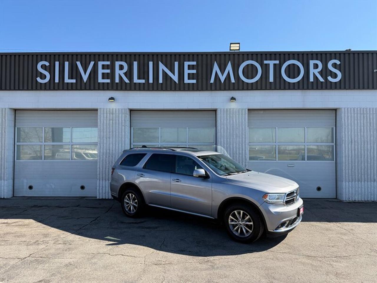 ***WHY BUY FROM SILVERLINE?***

*FINANCING AVAILABLE*

*CLEAN TITLE ONLY*

*TRADE-INS WELCOME*

*7 DAY INSURANCE*

*3 MONTH WARRANTY/5000KM LIMITED POWERTRAIN WARRANTY*

*MB SAFETY*

*NATIONWIDE DELIVERY AVAILABLE*

*D#4140* ****

****ORIGINALLY BC DODGE DURANGO LIMITED IS HERE! EXTRA CLEAN UNIT, V6, AWD, 7 PASSENGER, LEATHER INTERIOR SEATS, HEATED SEATS AND HEATED STEERING WHEEL, BLUETOOTH, BACKUP CAMERA, CLIMATE CONTROL, BLUETOOTH, SUNROOF, TOUCH SCREEN CONTROLS, 2 DVD SCREENS FOR REAR PASSENGERS, POWER WINDOWS AND POWER LOCKS, POWER MIRRORS, ALARM AND REMOTE STARTER, PUSH BUTTON START, TINTED GLASS, ALLOYS, GREAT VEHICLE INSIDE AND OUT! WILL BE SOLD WITH 2 KEYS, OIL CHANGE, MB SAFETY AND WARRANTY!





*****VALUE PRICED AT $12,500+TAX, WARRANTY INCLUDED******

*****VIEW AT SILVERLINE MOTORS, 1601 NIAKWA RD EAST******

*****CALL/TEXT 204-509-0008*****



INSTALLED FEATURES: Air filtration, Front air conditioning: automatic climate control, Front air conditioning zones: dual, Rear air conditioning: automatic climate control, Rear air conditioning zones: single, Airbag deactivation: occupant sensing passenger, Front airbags: dual, Knee airbags: driver, Side airbags: front, Side curtain airbags: front / rear / third row, Antenna type: diversity / mast, Auxiliary audio input: Bluetooth / iPod/iPhone / jack / USB, Hard drive: 40GB, In-Dash CD: DVD audio / MP3 Playback / single disc, Radio: AM/FM / touch screen display / voice operated, Radio data system, Satellite radio: SiriusXM, Total speakers: 6, ABS: 4-wheel, Brake drying, Braking assist, Electronic brakeforce distribution, Emergency braking preparation, Front brake type: ventilated disc, Power brakes, Rear brake type: ventilated disc, Armrests: rear folding, Door sill trim: scuff plate, Floor mat material: carpet, Floor material: cargo area carpet / carpet, Floor mats: front / rear / third row, Heated steering wheel, Steering wheel trim: leather, Ambient lighting, Assist handle: front / rear, Capless fuel filler system, Cargo area light, Cargo cover, Center console: front console with armrest and storage, Cruise control, Cupholders: front / illuminated / rear / third row, Flashlight: rechargeable, Memorized settings: 2 driver / audio system / driver seat / side mirrors, Multi-function remote: panic alarm / proximity entry system / trunk release, One-touch windows: 2, Overhead console: front, Power outlet(s): 115V rear / 12V front, Power steering, Power windows: lockout button, Push-button start, Reading lights: front / rear, Rearview mirror: auto-dimming, Remote engine start, Steering wheel: tilt and telescopic, Steering wheel mounted controls: audio / cruise control / phone / voice control, Storage: cargo tie-down anchors and hooks / door pockets / front seatback, Universal remote transmitter: garage door opener, Vanity mirrors: dual illuminating, Door handle color: body-color, Exhaust tip color: chrome, Fender lip moldings: accent, Front bumper color: body-color, Grille color: black / chrome surround, Headlight bezel color: chrome, Mirror color: body-color, Rear bumper color: body-color, Rear spoiler: roofline, Rear spoiler color: body-color, Rear trunk/liftgate: liftgate, Window trim: black, Infotainment: Uconnect, Infotainment screen size: 8.4 in., Clock, Compass, Customizable instrument cluster, Digital odometer, External temperature display, Gauge: tachometer, Instrument cluster screen size: 7 in., Multi-function display, Trip odometer, Warnings and reminders: low fuel level / low washer fluid, Daytime running lights: LED, Front fog lights, Headlights: auto delay off / auto on/off / halogen / wiper activated, Taillights: LED, Side mirror adjustments: power / power folding, Side mirrors: driver side auto-dimming / heated / integrated turn signals, 4WD type: full time, Alternator: 180 amps, Auxiliary oil cooler, Battery: maintenance-free, Battery rating: 700 CCA, Emissions: 50 state, Roof rack crossbars: black, Roof rails: chrome, Active head restraints: dual front, Automatic hazard warning lights, Camera system: rearview, Child safety door locks, Child seat anchors: LATCH system, Crumple zones: front / rear, Impact sensor: door unlock / fuel cut-off / post-collision safety system, Parking sensors: rear, Rearview monitor: in dash, Front seatbelts: 3-point, Rear seatbelts: 3-point, Seatbelt pretensioners: front, Seatbelt warning sensor: front, Third row seatbelts: 3-point, Driver seat: heated, Driver seat power adjustments: 8 / height / lumbar / reclining, Front headrests: 2 / adjustable, Front seat type: bucket, Passenger seat: heated, Passenger seat folding: folds flat, Passenger seat manual adjustments: reclining, Passenger seat power adjustments: 6 / height / lumbar, Rear headrests: 3 / adjustable, Rear seat: heated, Rear seat folding: split, Rear seat manual adjustments: reclining, Rear seat type: 60-40 split bench, Third row headrests: 2 / adjustable, Third row seat folding: split, Third row seat type: 50-50 split bench, Upholstery: leather-trimmed, Anti-theft system: alarm / vehicle immobilizer, Power door locks: auto-locking, Hill holder control, Roll stability control, Stability control, Traction control, Trailer stability control, Front shock type: twin-tube gas, Front spring type: coil, Front stabilizer bar, Front struts, Front suspension classification: independent, Front suspension type: short and long arm, Rear shock type: twin-tube gas, Rear spring type: coil, Rear suspension classification: independent, Rear suspension type: multi-link, Wireless data link: Bluetooth, Spare tire mount location: underbody, Spare tire size: temporary, Spare wheel type: steel, Tire Pressure Monitoring System, Wheels: polished aluminum alloy, Front wipers: variable intermittent, Laminated glass: acoustic front side, Liftgate window: fixed, Power windows: safety reverse, Rear wiper: intermittent / with washer, Solar-tinted glass, Tinted glass: windshield, Window defogger: rear