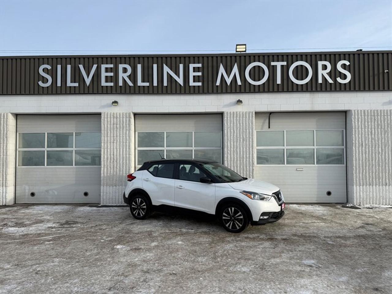 ***WHY BUY FROM SILVERLINE?***

*FINANCING AVAILABLE*

*CLEAN TITLE ONLY*

*TRADE-INS WELCOME*

*7 DAY INSURANCE*

*3 MONTH WARRANTY/5000KM LIMITED POWERTRAIN WARRANTY*

*MB SAFETY*

*NATIONWIDE DELIVERY AVAILABLE*

*D#4140* ****

****BEAUTIFUL 2020 NISSAN KICKS IS HERE! AUTOMATIC, FUEL EFFICIENT 4 CYL, SV TRIM LEVEL, 2 TONE (WHITE AND BLACK), BLUETOOTH, REMOTE STARTER, BACK-UP CAMERA, POWER WINDOWS AND LOCKS, POWER MIRRORS, ALARM, KEYLESS ENTRY, AM FM CD, BLACK AND CHROME OPTION ALLOYS, REAR FOLDING SEATS, SEATS 5, WILL BE SOLD WITH FRESH MB SAFETY, WARRANTY, 2 KEYS AND OIL CHANGE!





*****VALUE PRICED AT $11,991+TAX, WARRANTY INCLUDED******

*****VIEW AT SILVERLINE MOTORS, 1601 NIAKWA RD EAST******

*****CALL/TEXT 204-509-0008*****



INSTALLED FEATURES: Air filtration, Front air conditioning: automatic climate control, Front air conditioning zones: single, Rear vents: second row, Airbag deactivation: occupant sensing passenger, Front airbags: dual, Knee airbags: dual front, Side airbags: front, Side curtain airbags: front / rear, Antenna type: diversity / mast, Auxiliary audio input: Bluetooth / iPod/iPhone / jack / USB, Radio: AM/FM / touch screen display, Radio data system, Satellite radio: SiriusXM, Speed sensitive volume control, Total speakers: 6, ABS: 4-wheel, Braking assist, Electronic brakeforce distribution, Front brake type: ventilated disc, Power brakes, Rear brake type: drum, Armrests: drivers seat, Floor material: cargo area carpet / carpet, Interior accents: chrome, Shift knob trim: urethane, Steering wheel trim: urethane, Assist handle: front / rear, Cargo area light, Cargo cover: hard, Cruise control, Cupholders: front / rear, Multi-function remote: panic alarm / proximity entry system, One-touch windows: 2, Power outlet(s): 12V front, Power steering: variable/speed-proportional, Power windows: lockout button, Push-button start, Reading lights: front, Rearview mirror: manual day/night, Remote engine start, Steering wheel: tilt and telescopic, Steering wheel mounted controls: audio / cruise control / phone, Storage: cargo tie-down anchors and hooks / door pockets / front seatback, Vanity mirrors: dual illuminating, Door handle color: body-color, Fender lip moldings: black, Front bumper color: body-color, Grille color: black with chrome accents, Mirror color: body-color, Rear bumper color: black, Rear trunk/liftgate: liftgate, Rocker panel color: black, Window trim: black, Connected in-car apps: Google POIs / Google search, Infotainment: NissanConnect, Infotainment screen size: 7 in., Smartphone integration: Android Auto / Apple CarPlay, Clock, Digital odometer, External temperature display, Fuel economy display: MPG / range, Gauge: tachometer, Instrument cluster screen size: 7 in., Multi-function display, Trip odometer, Warnings and reminders: coolant temperature warning / lamp failure / low fuel level / low oil pressure / maintenance due, Headlights: auto delay off / auto high beam dimmer / auto on/off / halogen / wiper activated, Side mirror adjustments: manual folding / power, Side mirrors: heated, Alternator: 120 amps, Battery saver, Roof rails: silver, Automatic emergency braking: front / front pedestrian / rear, Blind spot safety: sensor/alert, Camera system: rearview, Check rear seat reminder, Child safety door locks, Child seat anchors: LATCH system, Cross traffic alert: rear, Driver attention alert system, Lane deviation sensors, Parking sensors: rear, Pre-collision warning system: audible warning / pedestrian detection / vibrating steering wheel / visual warning, Rearview monitor: in dash, Emergency locking retractors: front / rear, Front seatbelts: 3-point, Rear seatbelts: 3-point, Seatbelt force limiters: front, Seatbelt pretensioners: front, Seatbelt warning sensor: front, Driver seat manual adjustments: 6 / height / reclining, Front headrests: 2 / adjustable, Front seat type: bucket, Passenger seat manual adjustments: 4 / reclining, Rear headrests: 3 / adjustable, Rear seat folding: split, Rear seat type: 60-40 split bench, Upholstery: cloth, Anti-theft system: vehicle immobilizer, Power door locks: anti-lockout / auto-locking, Hill holder control, Stability control, Traction control, Front shock type: twin-tube gas, Front spring type: coil, Front stabilizer bar: diameter 22 mm, Front struts: MacPherson, Front suspension classification: independent, Front suspension type: lower control arms, Rear shock type: twin-tube gas, Rear spring type: coil, Rear suspension classification: semi-independent, Rear suspension type: torsion beam, Electronic messaging assistance: voice operated / with read function, Hands-free phone call integration: voice operated, Satellite communications: voice guided directions, Wireless data link: Bluetooth, Spare tire mount location: inside, Spare tire size: temporary, Spare wheel type: steel, Tire Pressure Monitoring System, Wheels: aluminum alloy, Front wipers: variable intermittent, Liftgate window: fixed, Power windows: remotely operated / safety reverse, Rear wiper: intermittent / with washer, Window defogger: rear