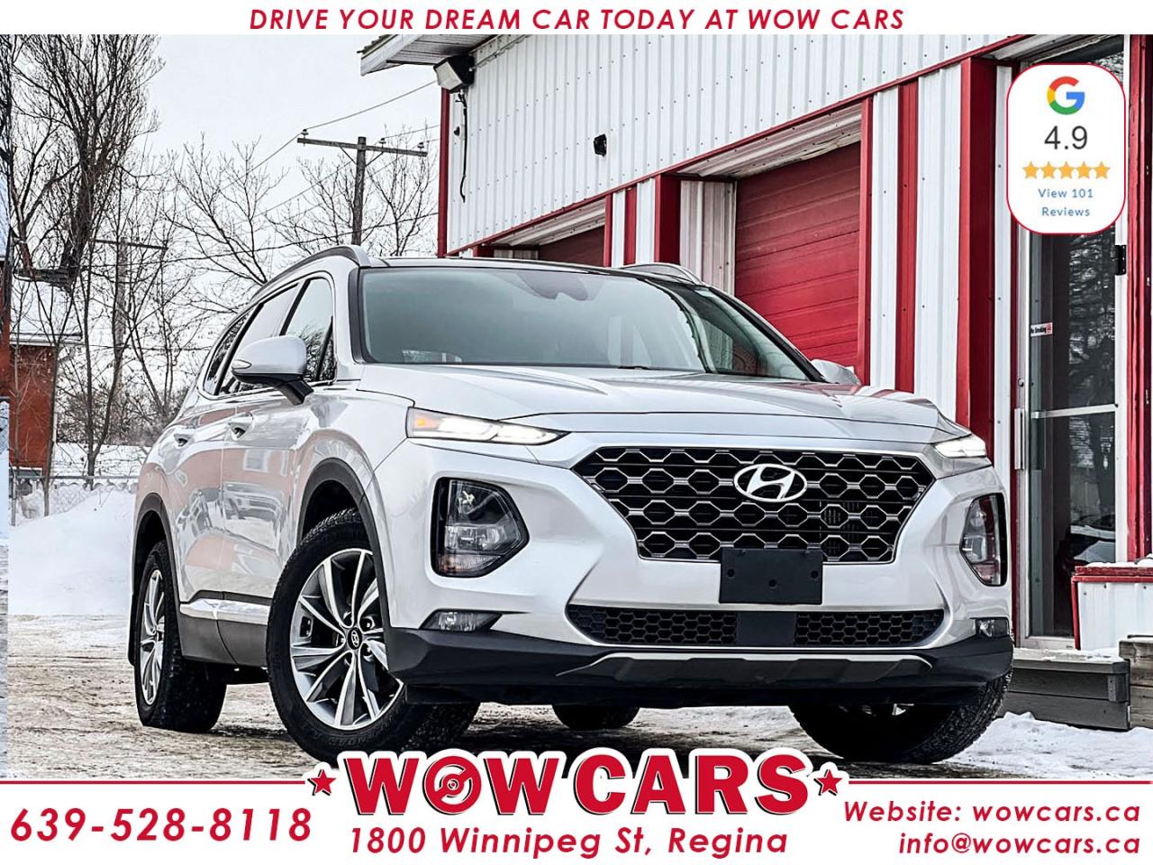 2019 Hyundai Santa Fe AWD Odometer: 123,566kmPrice: $21,990+tax<br/> <br/> Financing Available <br/> <br/> WOW Factors:--Certified and mechanical inspection <br/> -One Owner <br/> <br/> Highlight features:--Apple Carplay, Android Auto <br/> -Front Collision Warning <br/> -Lane Keep Departure Warning <br/> -Adaptive Cruise Control <br/> -Blind Spot Monitoring <br/> -Power Seat <br/> -Heated Seats <br/> -Heated Steering Wheel <br/> -All-Wheel Drive <br/> -Alloy Wheels <br/> -Panoramic Sunroof <br/> -Backup-Camera <br/> -Push Button Start and much more <br/> <br/> Financing Available Driven by Trust, Powered by Family  Your Destination for Quality Pre-Owned Vehicles <br/> At our family-owned dealership, customer satisfaction isnt just a goal  its our promise. We specialize in pre-owned Cars, SUVs, Vans, and Trucks, offering standout value with the WOW factors that set us apart. From exceptional Google reviews to unmatched after-sales service, we go above and beyond to make your experience seamless, transparent, and friendly. <br/> <br/> <br/> Visit WOW CARS Today at 1800 Winnipeg Street Regina, SK S4P1G2, or give us a call at (639) 528-8II8. <br/>