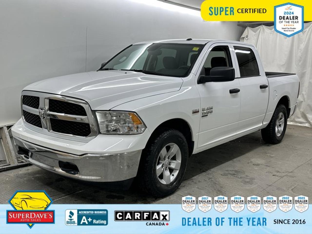 Take command of the road with this Super Certified 2023 Ram RAM 1500 SLT   a hardworking, well-equipped truck offered at $34,895 that pairs classic HEMI power with practical daily usability. Under the hood sits the legendary 5.7L V8 with FuelSaver MDS, matched to an 8-speed TorqueFlite automatic that delivers confident passing and towing performance. Out on the trail or pulling a trailer, the 4WD system plus features like the Class IV hitch receiver, trailer brake control, tow hooks and anti-spin rear differential mean youre ready for the job at hand.<br><p>THE SUPER DAVES ADVANTAGE</p> <p>BUY REMOTE - No need to visit the dealership. Through email, text, or a phone call, you can complete the purchase of your next vehicle all without leaving your house!</p> <p>DELIVERED TO YOUR DOOR - Your new car, delivered straight to your door! When buying your car with Super Daves, well arrange a fast and secure delivery. Just pick a time that works for you and well bring you your new wheels!</p> <p>PEACE OF MIND WARRANTY - Every vehicle we sell comes backed with a warranty so you can drive with confidence.</p> <p>EXTENDED COVERAGE - Get added protection on your new car and drive confidently with our selection of competitively priced extended warranties.</p> <p>WE ACCEPT TRADES - We&rsquo;ll accept your trade for top dollar! We&rsquo;ll assess your trade in with a few quick questions and offer a guaranteed value for your ride. We&rsquo;ll even come pick up your trade when we deliver your new car.</p> <p>SUPER CERTIFIED INSPECTION - Every vehicle undergoes an extensive 120 point inspection, that ensure you get a safe, high quality used vehicle every time.</p> <p>FREE CARFAX VEHICLE HISTORY REPORT - If youre buying used, its important to know your cars history. Thats why we provide a free vehicle history report that lists any accidents, prior defects, and other important information that may be useful to you in your decision.</p> <p>METICULOUSLY DETAILED &ndash; Buying used doesn&rsquo;t mean buying grubby. We want your car to shine and sparkle when it arrives to you. Our professional team of detailers will have your new-to-you ride looking new car fresh.</p> <p>(Please note that we make all attempt to verify equipment, trim levels, options, accessories, kilometers and price listed in our ads however we make no guarantees regarding the accuracy of these ads online. Features are populated by VIN decoder from manufacturers original specifications. Some equipment such as wheels and wheels sizes, along with other equipment or features may have changed or may not be present. We do not guarantee a vehicle manual, manuals can be typically found online in the rare event the vehicle does not have one. Please verify all listed information with our dealership in person before purchase. The sale price does not include any ongoing subscription based services such as Satellite Radio. Any software or hardware updates needed to run any of these systems would also be the responsibility of the client. All listed payments are OAC which means On Approved Credit and are estimated without taxes and fees as these may vary from deal to deal, taxes and fees are extra. As these payments are based off our lenders best offering they may be subject to change without notice. Please ensure this vehicle is ready to be viewed at the dealership by making an appointment with our sales staff. We cannot guarantee this vehicle will be on premises and ready for viewing unless and appointment has been made.)</p>