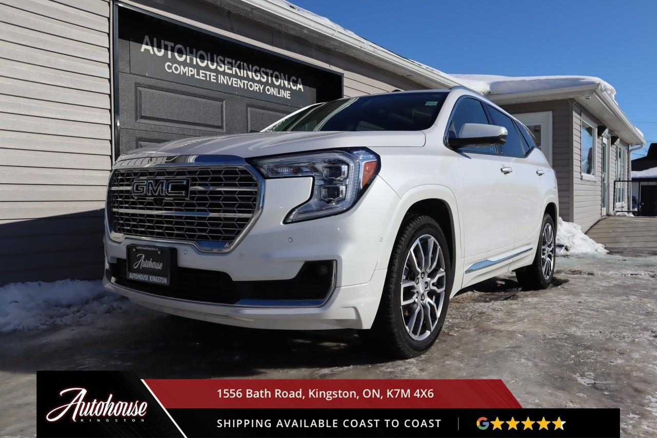<p>This <strong>2023 GMC Terrain Denali AWD</strong> is powered by a turbocharged 1.5 L 4-cylinder engine paired with a 9-speed automatic transmission and full All-Wheel Drive, offering with an estimated <strong>9.9 L/100 km city and 8.3 L/100 km highway</strong> fuel economy. Heated power-adjustable mirrors with integrated turn signals, panoramic sunroof, and a hands-free power liftgate. The Denali interior offers leather-appointed seating with heated and ventilated front seats, heated rear outboard seats, an 8-way power drivers seat with memory, a heated leather-wrapped steering wheel, and dual-zone automatic climate control with rear vents. Infotainment system with touchscreen display, Apple CarPlay and Android Auto, Bluetooth hands-free phone and navigation, premium Bose audio system, wireless charging, and steering-wheel mounted controls. Safety and driver-assist equipment include a rear-view camera, HD Surround Vision, Blind Zone Alert with Rear Cross Traffic Braking, Forward Collision Alert, Lane Keep Assist with Lane Departure Warning, Adaptive Cruise Control, traction and stability control, and a heads-up display.</p>
