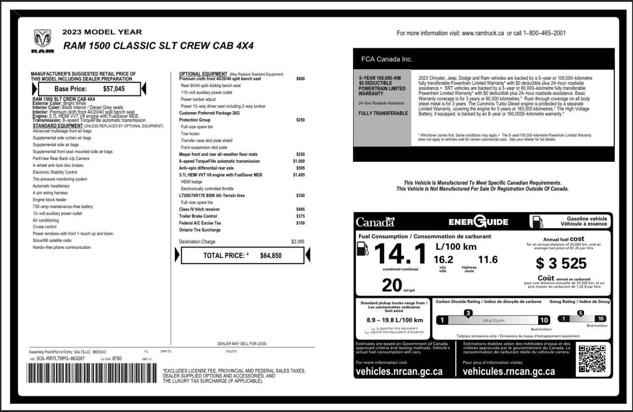 2023 RAM 1500 Classic SLT | 5.7 HEMI V8 | CREW CAB | CLASS 4 HITCH Photo