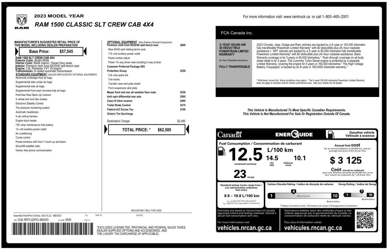 2023 RAM 1500 Classic SLT | CREW CAB | 4X4 | NO ACCIDENTS | CLASS 4 HITCH Photo2