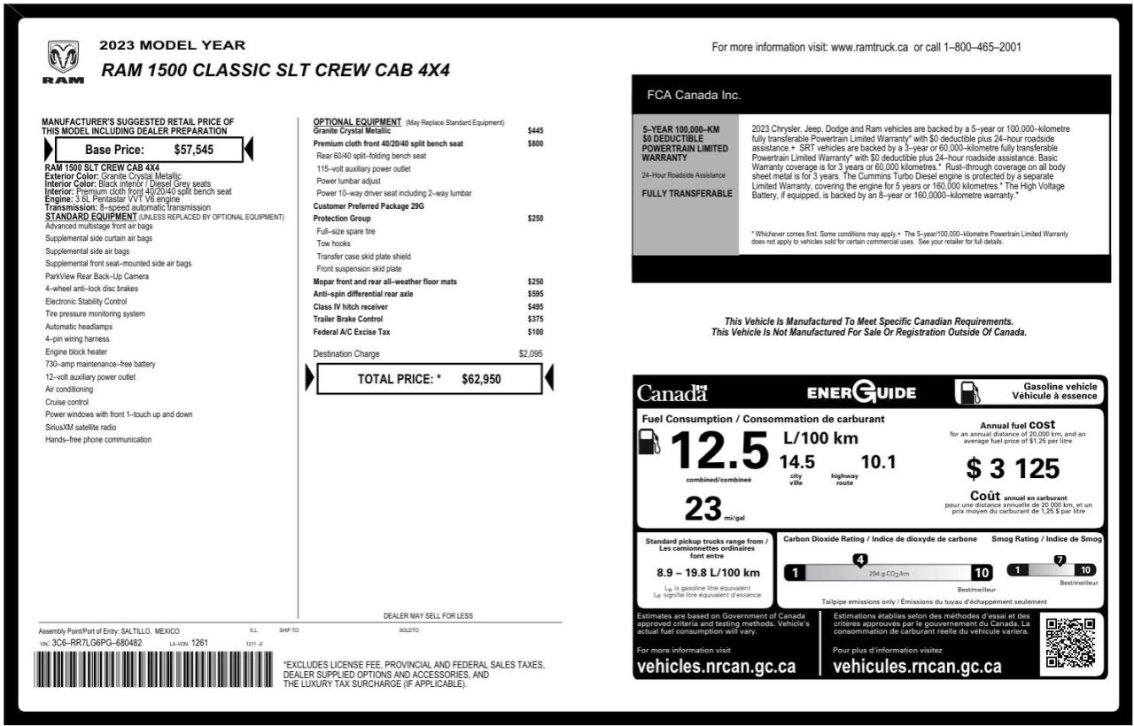 2023 RAM 1500 Classic SLT | CREW CA B | 4X4 | NO ACCIDENTS | CLASS 4 HITCH Photo2