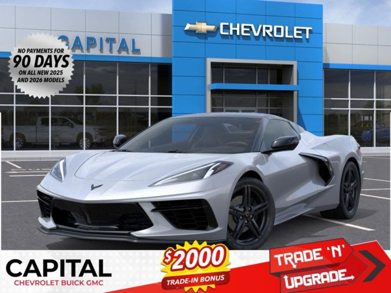 This Chevrolet Corvette delivers a Gas V8 6.2L/ engine powering this Automatic transmission. WHEELS, 19 X 8.5 (48.3 CM X 21.6 CM) FRONT AND 20 X 11 (50.8 CM X 27.9 CM) REAR 5-SPLIT-SPOKE GLOSS BLACK FORGED ALUMINUM, TRANSMISSION, 8-SPEED DUAL CLUTCH, INCLUDES MANUAL AND AUTO MODES (STD), SEATS, GT1 BUCKET (STD).* This Chevrolet Corvette Features the Following Options *CARBON FLASH METALLIC-PAINTED OUTSIDE MIRRORS AND SPOILER (WHEN EQUIPPED) includes (DRG) Carbon Flash Metallic-painted outside mirrors (Also includes Carbon Flash Metallic-painted spoiler when (Z51) Z51 Performance Package or (TVS) low-profile rear spoiler and front splitter is ordered., BATTERY PROTECTION PACKAGE , LPO, DARK STEALTH CROSSED FLAGS EMBLEM, FRONT Genuine Corvette Accessory, LPO, CUSTOM SPLASH GUARDS, BLACK Genuine Corvette Accessory, LOW-PROFILE REAR SPOILER AND FRONT SPLITTER, ENGINE, 6.2L V8 DI, HIGH-OUTPUT Variable Valve Timing (VVT), Active Fuel Management (AFM) (490 hp [365.4 kW] @ 6450 rpm, 465 lb-ft of torque [627.8 N-m] @ 5150 rpm) (STD), CONVERTIBLE TOP, CARBON FLASH-PAINTED NACELLES AND ROOF, BLADE SILVER METALLIC, 1LT PREFERRED EQUIPMENT GROUP includes standard equipment, Wireless Phone Charging wireless charging pad for phone or portable devices, located on centre console.* Visit Us Today *Test drive this must-see, must-drive, must-own beauty today at Capital Chevrolet Buick GMC Inc., 13103 Lake Fraser Drive SE, Calgary, AB T2J 3H5.