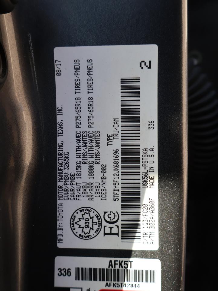 2018 Toyota Tundra SR5 5.7L V8 CREW 4WD CERTIFIED *ACCIDENT FREE* CAMERA BLUETOOTH HEATED SEATS CRUISE ALLOYS Photo