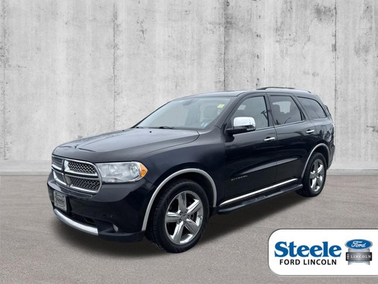Odometer is 19630 kilometers below market average!Brilliant Black Crystal Pearlcoat2012 Dodge Durango CitadelAWD 6-Speed Automatic HEMI 5.7L V8 Multi Displacement VVTVALUE MARKET PRICING!!, AWD.Certified.Certification Program Details: Vehicle is sold As-Is. No warranty expressed or implied. As-Is vehicles do not qualify for financing and are priced at auction values!! Last chance before auction!!!ALL CREDIT APPLICATIONS ACCEPTED! ESTABLISH OR REBUILD YOUR CREDIT HERE. APPLY AT https://steeleadvantagefinancing.com/6198 We know that you have high expectations in your car search in Halifax. So if youre in the market for a pre-owned vehicle that undergoes our exclusive inspection protocol, stop by Steele Ford Lincoln. Were confident we have the right vehicle for you. Here at Steele Ford Lincoln, we enjoy the challenge of meeting and exceeding customer expectations in all things automotive.