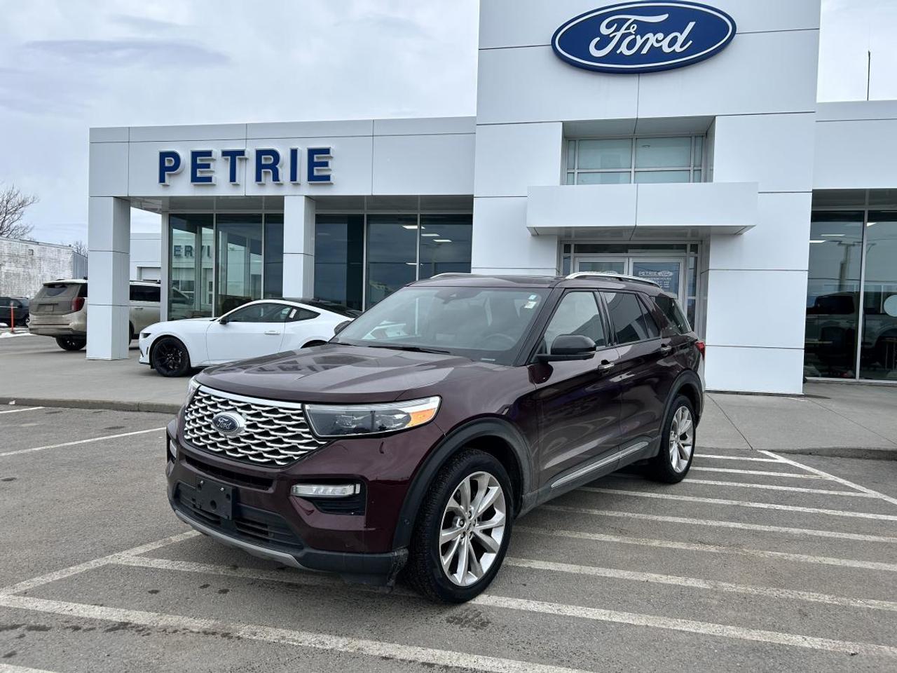 Ready Set Ford! Here is a 2022 Ford Explorer Platinum. Powered by a 3.0L ecoboost V6 engine with a 10-speed automatic transmission that delivers impressive performance and smooth handling. The 2022 Ford Explorer Platinum is a mid-size SUV offering versatile seating, modern tech features and has ample cargo space. Only one previous owner and no reported accidents! Adventure is calling, come check out the 2022 Ford Explorer Platinum today! Key Features: >> Equipment group 601A >> Active park assist 2.0 >> 110V outlet >> Ambient lighting >> Trailer tow package class IV >> Power moonroof >> Roof rails >> Remote vehicle start >> Rear privacy glass >> Universal garage door opener >> 360 degree camera >> Lane keeping system >> Adaptive cruise control >> Safety canopy >> Perimeter alarm >> Tire pressure monitoring system >> B&O audio system >> FORDPASS CONNECT and so much more! This 2022 Ford Explorer Platinum is available now at Petrie Ford. We are located at 1388 Bath Road in Kingston, Ontario. Come schedule a test drive today!<p>Ready Set Ford! Here is a 2022 Ford Explorer Platinum. Powered by a 3.0L ecoboost V6 engine with a 10-speed automatic transmission that delivers impressive performance and smooth handling. The 2022 Ford Explorer Platinum is a mid-size SUV offering versatile seating</p>
<p> modern tech features and has ample cargo space. Only one previous owner and no reported accidents! Adventure is calling</p>
<p> come check out the 2022 Ford Explorer Platinum today! Key Features: >> Equipment group 601A >> Active park assist 2.0 >> 110V outlet >> Ambient lighting >> Trailer tow package class IV >> Power moonroof >> Roof rails >> Remote vehicle start >> Rear privacy glass >> Universal garage door opener >> 360 degree camera >> Lane keeping system >> Adaptive cruise control >> Safety canopy >> Perimeter alarm >> Tire pressure monitoring system >> B&O audio system >> FORDPASS CONNECT and so much more! This 2022 Ford Explorer Platinum is available now at Petrie Ford. We are located at 1388 Bath Road in Kingston</p>