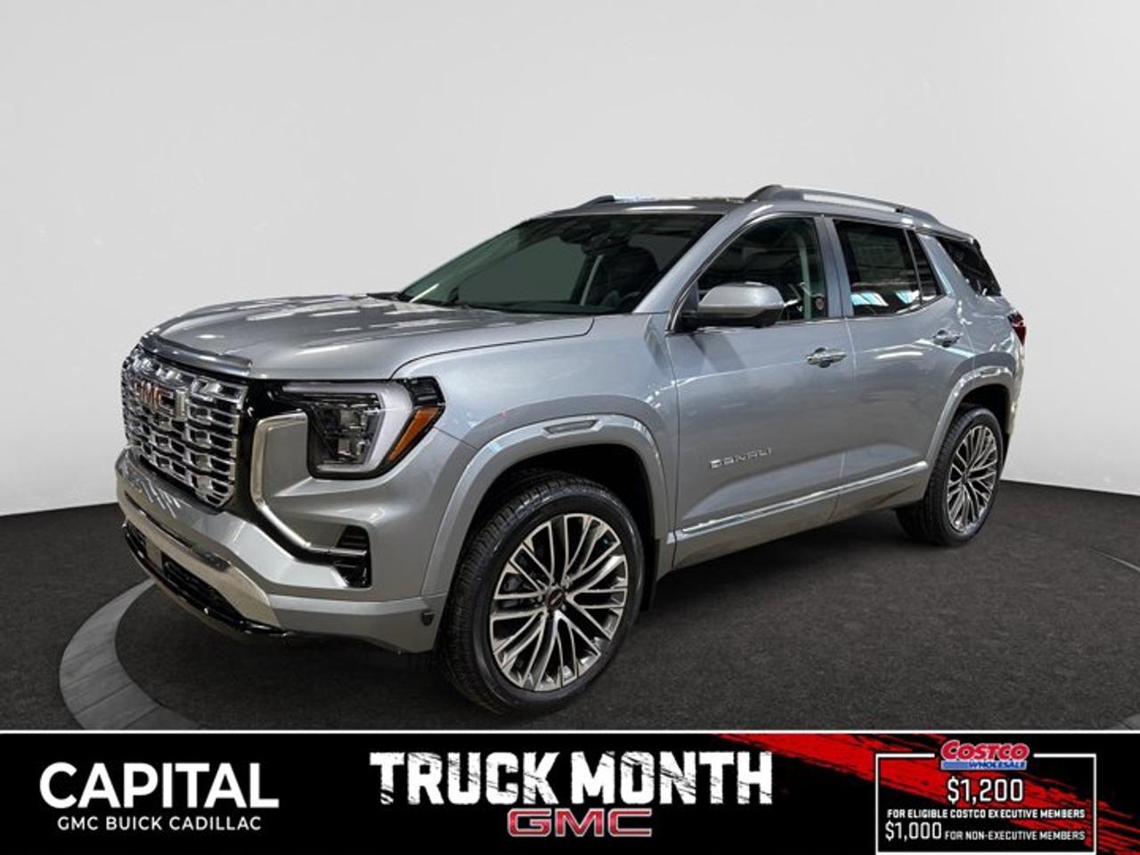 This 2026 GMC Terrain in Sterling Metallic is equipped with AWD and Turbocharged Gas I4 1.5L/-TBD- engine.From its striking C-shaped LED signature lighting to its stunning floating roof, this GMC Terrain has been refined on every level. With three distinctive options, every trim boasts its own distinctive grille that makes a lasting first impression and sets a bold tone for the rest of the vehicles exterior. Striking LED signature lighting on the taillamps complete Terrains bold design from front to back. Terrains interior seamlessly incorporates exterior design cues to create a cohesive look. Youll find a combination of bold styling, first-class comfort and plenty of space proving its as much about refinement as it is utility. Terrains interior features a standard leather wrapped steering wheel, real aluminum trim and soft-touch materials to enhance your driving experience and maximize comfort for both you and your passengers. A front-to-back flat load floor includes new fold-flat front-passenger and second-row seats so you can quickly go from accommodating people to utilizing every inch of cargo space. The GMC Terrain small SUV is engineered to meet the challenges drivers face every day  from various road surfaces to unexpected conditions. Advanced technology such as the Traction Select system allows you to switch between drive modes to make real-time adjustments based on those ever-changing driving situations. Terrain offers an available suite of intuitive driver-assist and safety technologies  so you can move with confidence in any direction.Key features of the Terrain Denali include: 252 hp 2.0L Turbocharged gas engine, LED Headlamps, Hands-free power Programmable Liftgate, Lane Change Alert with Side Blind Zone Alert, Available HD Surround Vision, New available Adaptive Cruise Control - Camera, New Available Front Pedestrian Braking, and Heated/Ventilated front seats.Check out this vehicles pictures, features, options and specs, and let us know if you have any questions. Helping find the perfect vehicle FOR YOU is our only priority.P.S...Sometimes texting is easier. Text (or call) 306-801-9090 for fast answers at your fingertips!Dealer License #914248Disclaimer: All prices are plus taxes & fees. See dealer for Details. Dealer Permit # 914248 See dealer for Details.