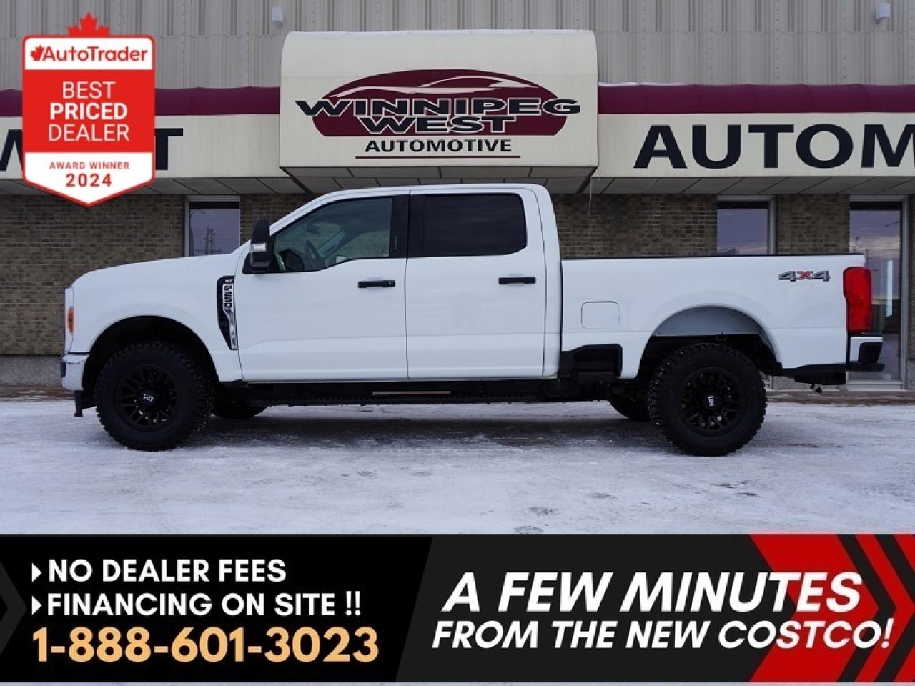 *** Dealer arranged financing on site! Quick, Simple,  no calls or waiting on bank appointments required!! Drive away today ***   NO ADMINISTRATION FEES!!

2023 Ford F-350 XLT Premium 4x4 Crew Cab | 7.3L V8 | XLT Premium | Super Clean 

If youre looking for a serious heavy-duty truck that delivers big gas V8 power, modern tech, and everyday comfort, this 2023 Ford F-350 XLT Premium 4x4 Crew Cab is the one. Exceptionally clean and well cared for, this truck is fully equipped with the highly desirable XLT Premium Package, the 7.3L Godzilla V8, and the 10-speed TorqShift automatic transmission.

With its spacious Crew Cab, versatile 6.75-ft box, and proven 4x4 capability, this F-350 is ideal for work, towing, or family use.

Performance & Capability

- 7.3L Godzilla V8 gas engine
- 10-speed TorqShift automatic transmission
- 4x4 with selectable drive modes
- Heavy-duty suspension & fully boxed steel frame
- Factory trailer brake controller
- Trailer sway control
- Excellent towing and payload capability
- Lower maintenance and operating costs compared to diesel
- XLT Premium Package Highlights
- 12-inch SYNC 4 touchscreen
- Apple CarPlay & Android Auto
- Dual-zone automatic climate control
- Power-adjustable pedals
- Remote start
- Power sliding rear window with defrost
- LED bed lighting
- Upgraded interior trim and materials
- SecuriCode keyless entry

Interior & Comfort

- Crew Cab seating for up to 5 adults
- Bucket seats with full center console
- Leather-wrapped steering wheel
- Steering-wheel audio and cruise controls
- Bluetooth connectivity
- USB ports
- Quiet, comfortable ride for long trips or daily driving

Safety & Convenience

- Reverse camera
- Rear parking sensors
- Automatic high beams
- Fog lights
- SOS Post-Crash Alert System
- Power/heated tow mirrors

Optional Upgrade

Available aftermarket HD Series wheel and tire package 33 X 12.50 -18 INCH NIce Haida A/T tires! (Pre-installed at time of purchase for an additional cost)

This truck is super clean, inside and out, and clearly shows pride of ownership. Its ready to work hard, tow confidently, and still look great doing it. The 2023 Ford F-350 XLT Premium gives you the strength and durability of a Super Duty with the smooth power and simplicity of a gas V8. Perfect for towing RVs, boats, equipment, sled trailers, or handling demanding job-site workwhile still being refined enough for family road trips.

Available now at our dealership. Contact us today to schedule a test drive or for more details  trucks this clean and well-equipped dont last long. 

Comes with a Manitoba Safety Certification, and we have many Extended Powertrain warrantys available on your vehicle purchase up to 10-year coverage (on eligible vehicles see dealer for details). Financing on site with Zero down financing OAC. Trades accepted. View at Winnipeg West Automotive Group, 5195 Portage Ave. (only a couple of minutes past the new Costco) Dealer permit # 6007, Call now 1(888) 601-3023. This Car is located in Winnipeg Manitoba,  however we can have it shipped anywhere in North America relatively inexpensively.