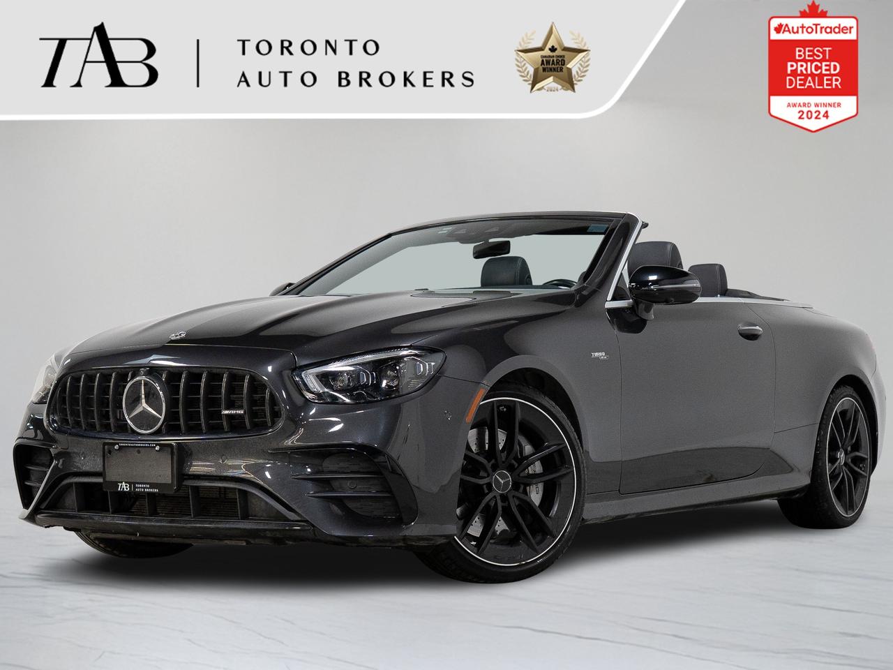 This 2022 Mercedes-Benz E 53 AMG Convertible is a local Ontario vehicle with remaining manufacturer warranty coverage until July 21st, 2026, or up to 80,000 km, offering the perfect balance of open-top luxury and AMG performance. Powered by a turbocharged AMG inline-six with EQ Boost, this convertible delivers thrilling acceleration, refined handling, and confident all-wheel-drive traction, 

Top Key Features:

MANUFAKTUR Black DINAMICA Headliner  1,500
AMG Carbon Fibre Trim  2,500
Illuminated Door Sill Panels  250
AMG Drivers Package  1,900
Edition 429  1,500
Intelligent Drive Package  2,700
Premium Package  4,100
Head-Up Display  1,500


NOW OFFERING 3 MONTH DEFERRED FINANCING PAYMENTS ON APPROVED CREDIT. 

WE OFFER THE BEST FINANCE RATES, AND DONT CHARGE ANY FINANCING FEE 

Looking for a top-rated pre-owned luxury car dealership in the GTA? Look no further than Toronto Auto Brokers (TAB)! Were proud to have won multiple awards, including the 2024 AutoTrader Best Priced Dealer, the 2024 CarGurus Award, the 2025 Top Choice Award, the 2025 Consumer Satisfaction Award, the 2025 Canadian Choice Award, the 2025 Three Best Rated Dealer Award, and many more!

With 30 years of experience serving the Greater Toronto Area, TAB is a respected and trusted name in the pre-owned luxury car industry. Our 30,000 sq.Ft indoor showroom is home to a wide range of luxury vehicles from top brands like BMW, Mercedes-Benz, Audi, Porsche, Land Rover, Jaguar, Aston Martin, Bentley, Maserati, and more. And we dont just serve the GTA, were proud to offer our services to all cities in Canada, including Vancouver, Montreal, Calgary, Edmonton, Winnipeg, Saskatchewan, Halifax, and more.

At TAB, were committed to providing a no-pressure environment and honest work ethics. As a family-owned and operated business, we treat every customer like family and ensure that every interaction is a positive one. Come experience the TAB Lifestyle at its truest form, luxury car buying has never been more enjoyable and exciting!

We offer a variety of services to make your purchase experience as easy and stress-free as possible. From competitive and simple financing and leasing options to extended warranties, aftermarket services, and full history reports on every vehicle, we have everything you need to make an informed decision. We welcome every trade, even if youre just looking to sell your car without buying, and when it comes to financing or leasing, we offer same day approvals, with access to over 50 lenders, including all of the banks in Canada. Feel free to check out your own Equifax credit score without affecting your credit score, simply click on the Equifax tab above and see if you qualify.

Call us today or visit our website to learn more about our inventory and services. And remember, all prices exclude applicable taxes and licensing, and vehicles can be certified at an additional cost of $999.