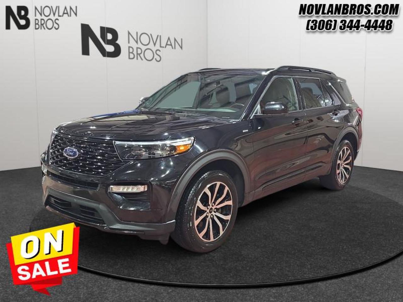 <b>Sunroof, Heated Seats, Navigation, Power Trunk, Reverse Sense System!</b><br> <br> Check out our great inventory of pre-owned vehicles at Novlan Brothers!<br> <br> On sale now! This vehicle was originally listed at $38800.  Weve marked it down to $36800. You save $2000.This Explorer was built to do more than just get groceries, with all-new technologies, this SUV was built for adventure. This 2022 Ford Explorer is for sale today in Paradise Hill. <br> <br>This Ford Explorer is the ultimate exploration vehicle with plenty of style and space for all of your passengers and cargo. It has the hauling capabilities of a midsize SUV combined with strong off-road capabilities. Whether your next family adventure is to the grocery store or over a high mountain pass, the Ford Explorer was built to get you there with ease. This SUV has 115,615 km. Its Black in colour. It has a 10 Speed Automatic transmission and is powered by a 300HP 2.3L 4 Cylinder Engine. <br> <br> Our Explorers trim level is ST-Line. Upgrading up to this impressive Ford Explorer ST-Line is a wise decision as it comes with a large color touchscreen featuring navigation, Apple CarPlay, Android Auto, SYNC 3 and a premium Bang & Olufsen audio system. It also comes with a heated sport steering wheel, distance pacing cruise control, LED fog lamps and premium ActiveX seating material with red accent stitching. Additional features includes unique aluminum wheels, voice activated dual-zone climate control, power front seats, split folding rear seats, a 360 degree camera with a reverse sensing system, power liftgate and Ford Co-Pilot360 featuring evasion assist, blind spot detection, cross traffic alert, lane keep assist and automatic emergency braking, a proximity key and a remote engine start, FordPass Connect 4G LTE hotspot plus so much more. This vehicle has been upgraded with the following features: Sunroof, Heated Seats, Navigation, Power Trunk, Reverse Sense System, Rear View Camera, Remote Engine Start.<br> To view the original window sticker for this vehicle view this <a href=http://www.windowsticker.forddirect.com/windowsticker.pdf?vin=1FMSK8KH3NGA66296 target=_blank>http://www.windowsticker.forddirect.com/windowsticker.pdf?vin=1FMSK8KH3NGA66296</a>. <br/><br> <br>To apply right now for financing use this link: <a href=http://novlanbros.com/credit/ target=_blank>http://novlanbros.com/credit/</a><br><br> <br/><br>The Novlan family is owned and operated by a third generation and committed to the values inherent from our humble beginnings.<br> Come by and check out our fleet of 20+ used cars and trucks and 40+ new cars and trucks for sale in Paradise Hill.  o~o