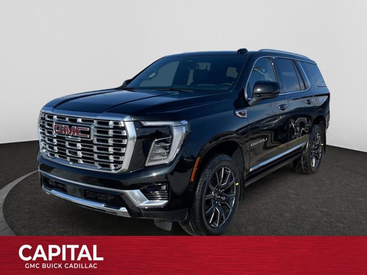 This 2026 GMC Yukon in Onyx Black is equipped with 4WD and Gas V8 6.2L/ engine.The GMC Yukon is designed with power and purpose. Bold exterior styling cues and refined details give it an unmistakable presence on the road. From its three-dimensional grille, advanced lighting and stylish wheels to its active grille shutters, rainsense front wipers and hidden rear wiper, youll find innovative features both inside and out. With seating for up to nine, premium materials and inspiring capability, this SUV offers a perfect blend of craftsmanship, comfort and functionality. The interior features optional heated and ventilated seats, heated steering wheel, a quiet cabin, keyless open and start and climate controls. Not to mention the innovative seating and storage, from third-row power fold flat seats and second-row power-release fold and tumble seats to a large center console, articulating screen with hidden storage and 1113 L /39.3 cu. ft. (XL model; Yukon 433 L /15.3 cu. ft.) of cargo space behind the third row. The Yukon comes with 5.3L V-8 EcoTec3 Engine, can tow up to 3856 KG (8500 LB.) And to deliver a refined, solid and smooth drive, youll find hydraulic mounts, improved handling and automatic locking rear differential. Technology and infotainment innovations let you stay conveniently connected and in control, with features like multiple USB ports and an 8-inch infotainment system with available navigation. Not to mention a customizable driver information center, rear vision camera, rear seat reminder and access to the myGMC app. This SUV is equipped with an array of available advanced safety features to help prepare you for the unexpected, including available forward collision alert, low speed forward automatic braking, front and rear park assist, and much more.Key features of the Yukon Denali include: 6.2L EcoTec3 V8 engine with 420 hp and 460lb.-ft of torque, 10-speed automatic transmission, Premium Denali styling, Magnetic Ride Control, Available power-retractable assist steps with perimeter lighting, HID Headlamps with LED signature daytime running lamps, Heated and ventilated 12-way power-adjustable driver and front-passenger bucket seats, Heated second-row bucket seats, Leather-wrapped heated steering wheel, 8 customizable driver display and multi-color Head-Up Display, Bose CenterPoint Premium Audio System, Bose Active Noise Cancellation, and Available 22 wheels.Check out this vehicles pictures, features, options and specs, and let us know if you have any questions. Helping find the perfect vehicle FOR YOU is our only priority.P.S...Sometimes texting is easier. Text (or call) 306-801-9090 for fast answers at your fingertips!Dealer License #914248Disclaimer: All prices are plus taxes & fees. See dealer for Details. Dealer Permit # 914248 See dealer for Details.