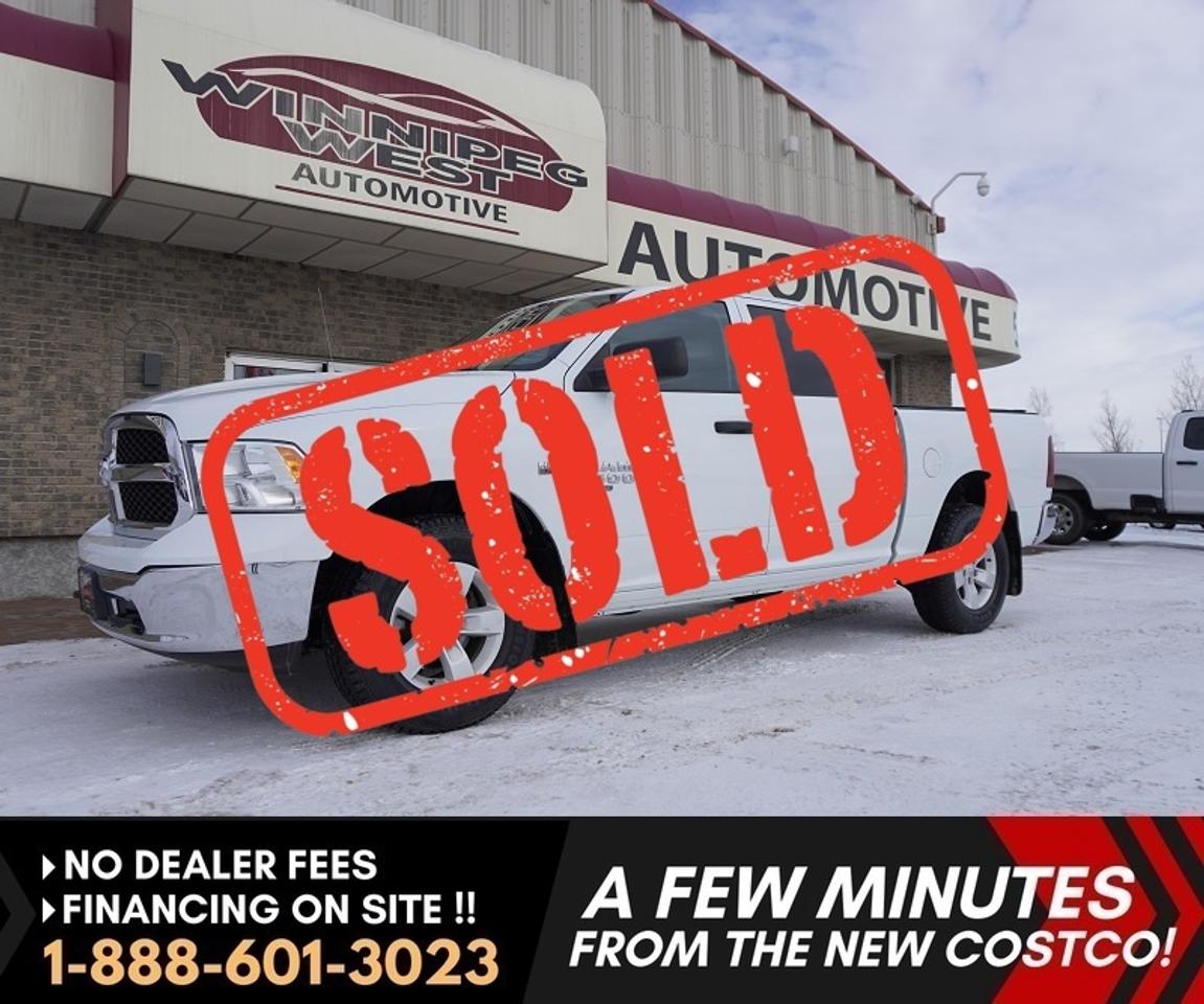 *** Dealer arranged financing on site! Quick, Simple,  no calls or waiting on bank appointments required!! Drive away today ***   NO ADMINISTRATION FEES!!

If you are looking for a clean, low kms, powerful, reliable, and exceptionally well-kept pickup, this 2023 RAM 1500 Classic SLT Crew Cab 4x4 stands out from the rest.

Finished in Bright White with a Black/Diesel Grey interior, this truck has been very well looked after and remains in premium condition with only 55,000 km. It comes equipped with brand-new all-terrain tires and is fully ready for work, recreation, or daily driving. Under the hood is the proven 5.7L HEMI V8 with FuelSaver MDS, delivering strong performance with improved efficiency when cruising. The smooth-shifting 8-speed TorqueFlite automatic transmission ensures confident power delivery in all driving conditions, while the 4x4 system provides year-round capability.

Performance & Capability

- 5.7L HEMI VVT V8 engine with FuelSaver MDS
- 8-speed TorqueFlite automatic transmission
- 4x4 drivetrain
- Anti-spin rear differential
- Class IV hitch receiver
- Integrated trailer brake controller
- Tow hooks and skid plate protection
- Brand-new LT265/70R17E all-terrain tires

Comfort & Interior Features

- Crew Cab with generous rear-seat space
- Premium cloth 40/20/40 front split bench seat
- Rear 60/40 split-folding bench seat
- Power 10-way driver seat with lumbar support
- Air conditioning and cruise control
- Power windows with one-touch up/down
- Mopar front and rear all-weather floor mats
- 115-volt auxiliary power outlet

Technology & Safety

- ParkView rear backup camera
- Hands-free phone communication
- SiriusXM satellite radio
- Remote start system
- Security alarm
- Automatic headlamps
- Electronic Stability Control
- Advanced multi-stage airbag system
- Tire pressure monitoring system


This RAM 1500 Classic SLT offers a well-rounded combination of V8 power, 4x4 capability, interior comfort, and modern convenience features. With low kilometers, brand-new tires, and excellent overall condition, it represents a high-quality used truck that has been properly maintained and is ready for its next owner. A HEMI-powered Crew Cab in this condition is becoming harder to find and is an excellent choice for anyone looking for dependable performance without compromise. 

Comes with a Manitoba Safety Certification, and we have many Extended Powertrain warrantys available on your vehicle purchase up to 10-year coverage (on eligible vehicles see dealer for details). Financing on site with Zero down financing OAC. Trades accepted. View at Winnipeg West Automotive Group, 5195 Portage Ave. (only a couple of minutes past the new Costco) Dealer permit # 6007, Call now 1(888) 601-3023. This Car is located in Winnipeg Manitoba,  however we can have it shipped anywhere in North America relatively inexpensively.