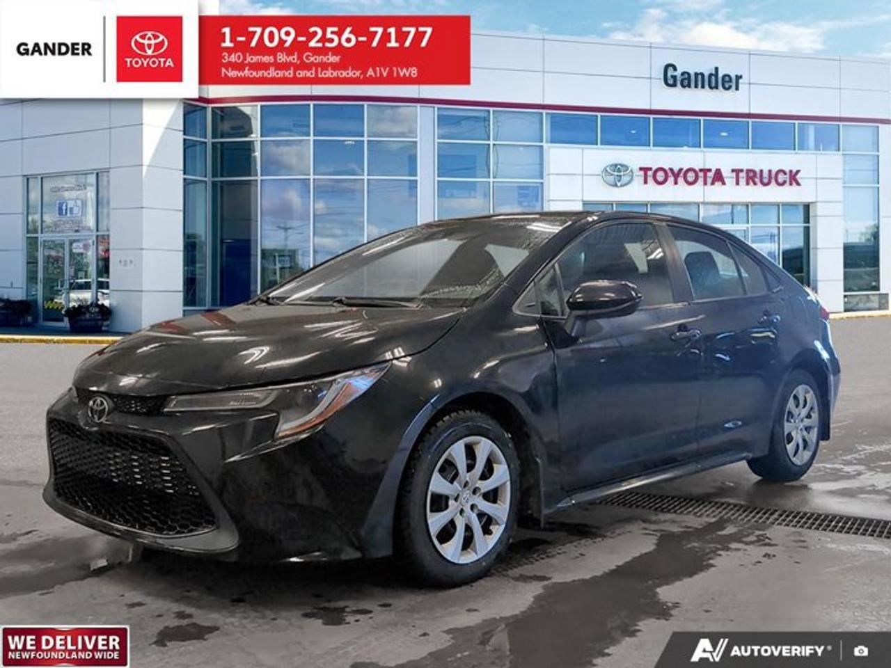 New Price!CARFAX Canada No Reported Accidents2021 Toyota Corolla LE CVT FWD 1.8L 4-Cylinder DOHC 16VBlack Sand PearlALL CREDIT APPLICATIONS ACCEPTED! ESTABLISH OR REBUILD YOUR CREDIT HERE. APPLY AT https://steeleadvantagefinancing.com/?dealer=7148 We know that you have high expectations in your car search in NL. So, if youre in the market for a pre-owned vehicle that undergoes our exclusive inspection protocol, stop by Gander Toyota. Were confident we have the right vehicle for you. Here at Gander Toyota, we enjoy the challenge of meeting and exceeding customer expectations in all things automotive.**Market Value Pricing**, Auto High-beam Headlights, Corolla LE Grade, Exterior Parking Camera Rear.Toyota Certified Details:* Special Toyota Financing Rates: 24 months - 6.24%, 36 months - 6.29%, 48 months - 6.34%, 60 months - 6.40%, 72 months - 6.55%* 24-hour Roadside Assistance* Zero Deductible / Complimentary First Oil & Filter Change (6 mos/8,000 km, whichever comes first) / Warranty Honoured at over 1,500 Toyota Dealers in Canada and the U.S. / CARFAX Vehicle History Reports* 7 days / 1,500 kms Exchange Privilege* 160-point inspection* 6 months / 10,000 km Powertrain. Optional Extra Care Protection. $0 DeductibleSteele Auto Group is the most diversified group of automobile dealerships in Atlantic Canada, with 34 dealerships selling 27 brands and an employee base of over 1000. Sales are up by double digits over last year and the plan going forward is to expand further into Atlantic Canada. PLEASE CONFIRM WITH US THAT ALL OPTIONS, FEATURES AND KILOMETERS ARE CORRECT.