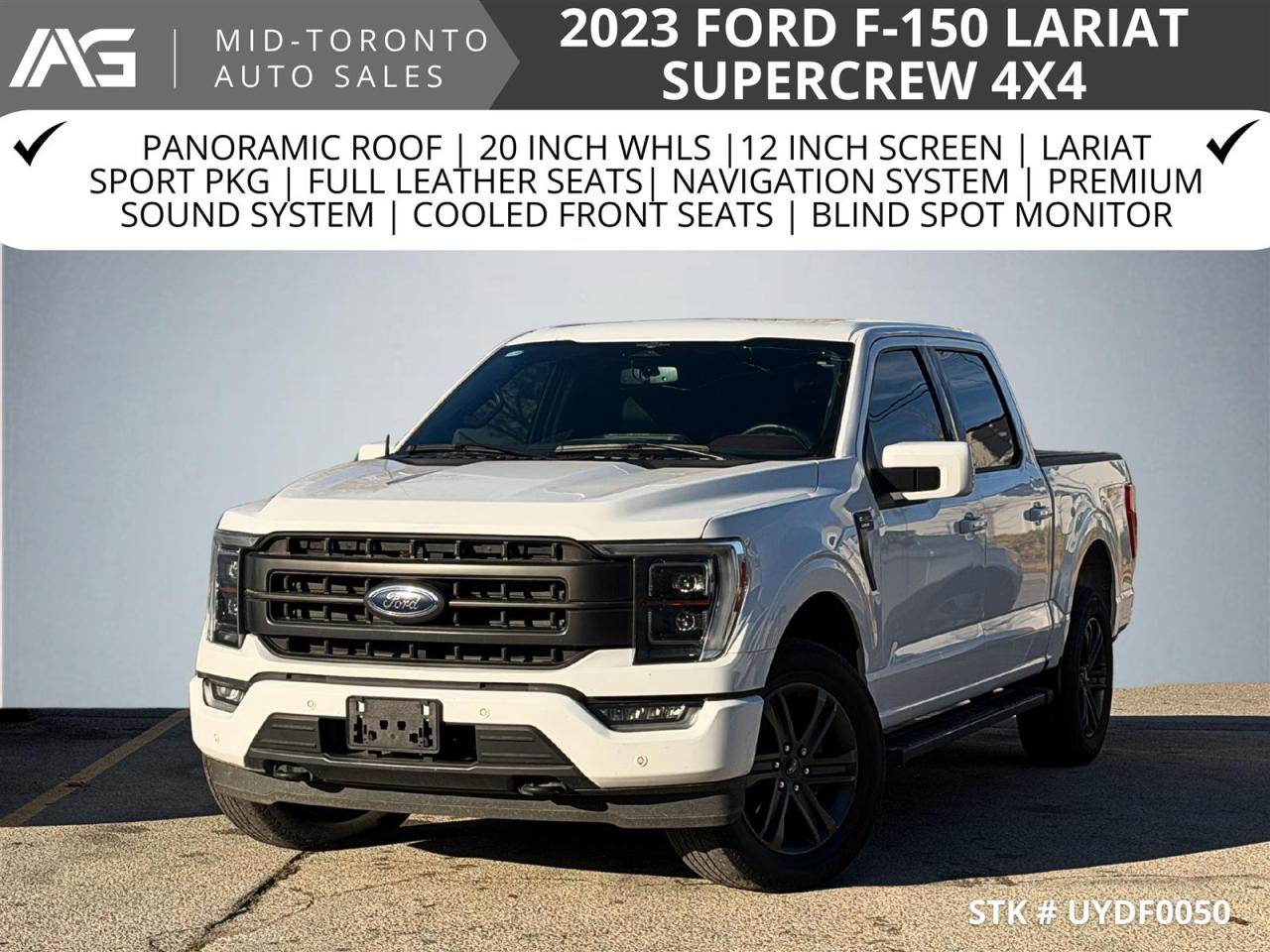 2023 Ford F-150 Lariat SuperCrew 4X4 Panoramic Roof | 20 inch Whls |12 inch Screen Lariat Sport Pkg | Full Leather Seats Photo