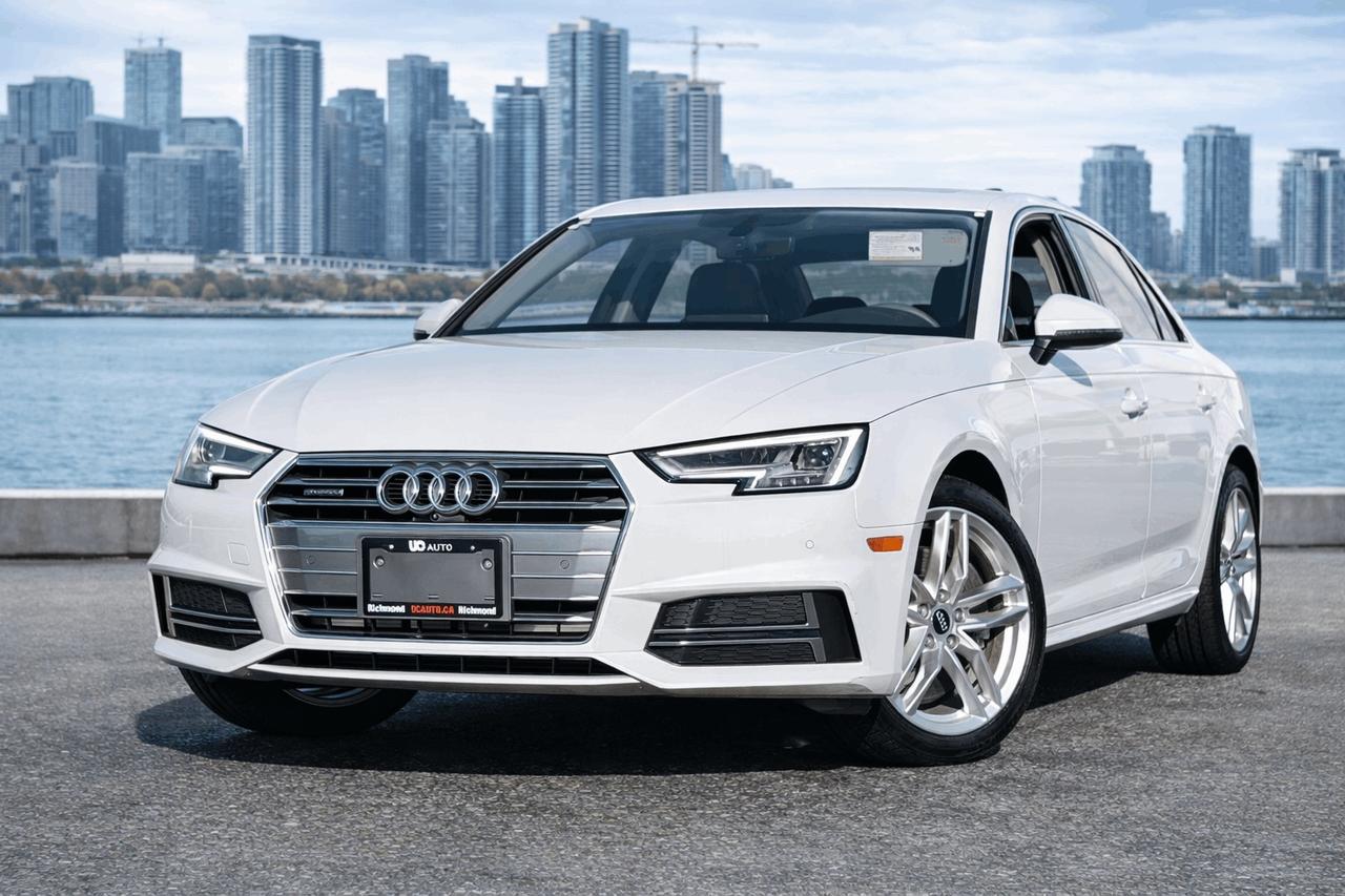 <p><p>2018 AUDI A4 TECHNIK</p><p>TRUE PRICE, NO HIDDEN FEE, FREE CARFAX, FULL INSPECTION REPORT</p><p>NO ACCIDENT, BC LOCAL</p><p>Highlight Features</p><p>- 360 Degree Backup Camera</p><p>- Navigation System</p><p>- B&O Sound System<span id=jodit-selection_marker_1770342002874_2521622200880048 data-jodit-selection_marker=start style=line-height: 0; display: none;></span></p><p>- Dual Zone Climate Control</p><p>- Blind Spot Monitor</p><p>- Heated Steering Wheel</p><p>- Heated Seats</p><p>- Bluetooth Technology</p><p>- FM/AM Radio</p><p>- Adaptive Cruise Control</p><p>- Voice Control</p><p>- Variable Driving Mode</p><p>- AND MUCH MORE</p><p><br></p><p>Although every attempt is made to ensure the accuracy of the data above, due to the possibility of human error, we cannot guarantee the accuracy of the displayed information, the availability of this vehicle, or the accuracy of its photo or stock photo. Such information may not reflect exact vehicle color, trim, options, price or other specifications.<br></p><p><br></p><br><p><br></p><p><strong><strong><strong><strong><strong><strong><span>*** FULL CARFAX REPORT AND INSPECTION PAPER AVAILABLE!!***</span></strong></strong></strong></strong></strong></strong></p><p><strong><strong><strong><span>*** BEST VALUE FOR YOUR TRADE-IN OR SELL US YOUR CARS!!***</span></strong></strong></strong></p><p><strong><strong><strong><span>*** COMPETITIVE RATE FOR FINANCING!!***</span></strong></strong></strong></p><p><strong><strong><strong><span><br></span></strong></strong></strong></p><p><strong><strong><strong><strong>DL#40299 UC Auto</strong></strong></strong></strong><br></p><p><strong><strong><strong><span>3891 No 3 Rd, Richmond, BC V6X 2B8</span></strong></strong></strong></p><p><span>*All price excludes $495 Doc Fee& $395Vehicle Preparation Fee and applicable taxes.*</span></p><p><br></p><p><strong><span>*Finance and Lease option available on vehicle year 2014<span>&nbsp;</span>or newer*</span></strong></p><br></p>