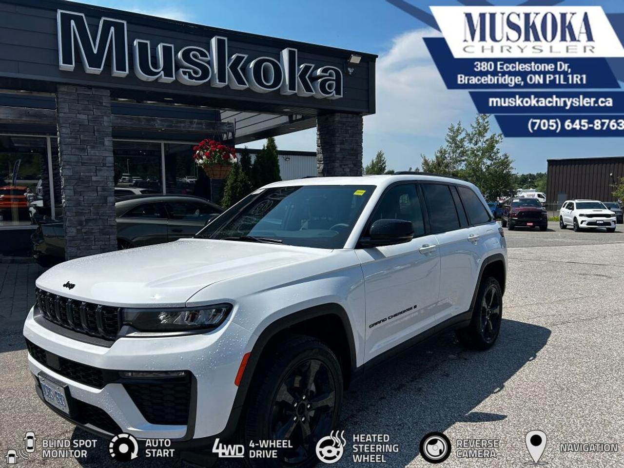 This JEEP GRAND CHEROKEE LIMITED, with a 2.0L I-4 intercooled turbo engine engine, features a 8-speed automatic transmission, and generates 9.2 highway/11.5 city L/100km. Find this vehicle with only 17 kilometers!  JEEP GRAND CHEROKEE LIMITED Options: This JEEP GRAND CHEROKEE LIMITED offers a multitude of options. Technology options include: Disassociated Touchscreen Display, GPS Antenna Input, Integrated Centre Stack Radio, Voice Activated Dual Zone Front Automatic Air Conditioning, 2 LCD Monitors In The Front.  Safety options include Airbag Occupancy Sensor, Curtain 1st And 2nd Row Airbags, Driver And Passenger Knee Airbag, Dual Stage Driver And Passenger Front Airbags, Dual Stage Driver And Passenger Seat-Mounted Side Airbags.  Visit Us: Find this JEEP GRAND CHEROKEE LIMITED at Muskoka Chrysler today. We are conveniently located at 380 Ecclestone Dr Bracebridge ON P1L1R1. Muskoka Chrysler has been serving our local community for over 40 years. We take pride in giving back to the community while providing the best customer service. We appreciate each and opportunity we have to serve you, not as a customer but as a friend