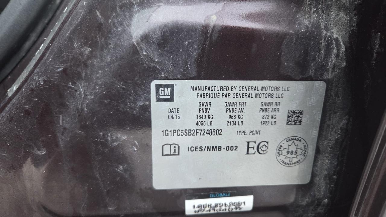 2015 Chevrolet Cruze 1LT, NO ACCIDENTS, WELL MAINTAINED, CERTIFIED Photo