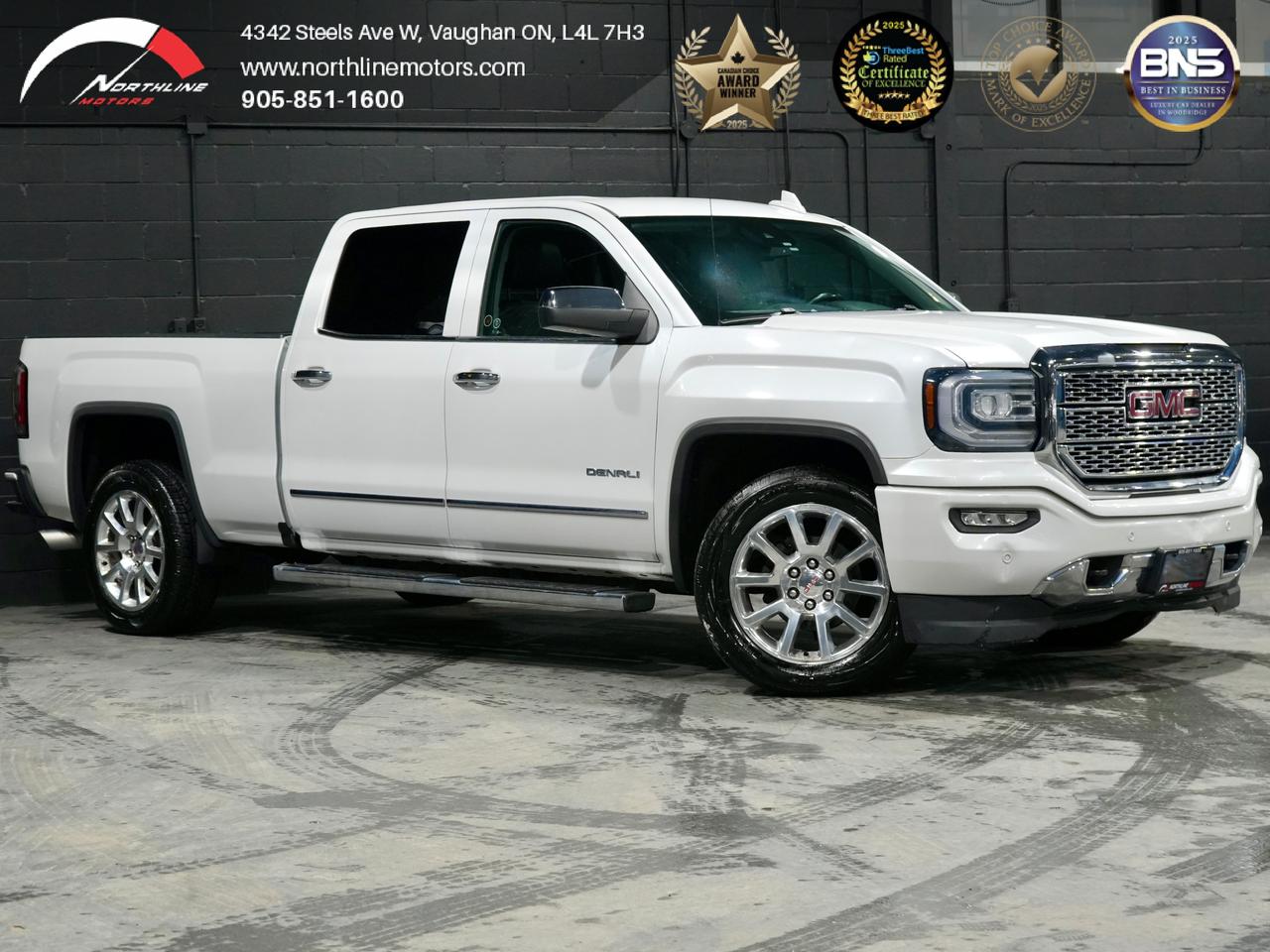 ***QUALIFY FOR A 4 YEAR WARRANTY ON OUR VEHICLES TODAY!!!

Vehicle Options Include: 
Sunroof, Camera, Bose Premium Sound System, Apple CarPlay, Android Auto, Memory, Heated and Ventilated Seats, Heated Steering Wheel, Wood Trim, Safe Exit, Bluetooth Connectivity, Audio Voice Control

WHITE ON BLACK GMC SIERRA | PICK UP TODAY

Northline Motors is a 5 star, family-owned dealership that prides itself on strong family values and a commitment to excellence. As consecutive winners of the Peoples Top Choice Award in the GTA, recognized as one of the Top Three Best Dealers in Vaughan by Top Three Rated, named Best Canadian Business by the Canada Business Review Board, and accredited by the Better Business Bureau with an A+ rating, our dedication to quality truly stands out. Weve also been honored with the Readers Choice Award in Vaughan. Visit our website for weekly updates on our exciting inventory, or stop by our pressure free, friendly showrooms - coffee and tea are always on us-to experience luxury, comfort, and innovation firsthand. With over 12 years of industry experience, we understand your needs and work tirelessly to deliver an exceptional experience every time. Our competitive prices and extensive selection of premium vehicles are backed by full transparency, comprehensive vehicle history reports, extended warranties, and aftermarket services. Serving customers nationwide, we invite you to call or visit today and become part of the ever growing Northline family. 

Please note: Prices exclude applicable taxes and licensing fees. All vehicles, unless otherwise specified, can be certified for an additional $999; otherwise, as per OMVIC regulations, the vehicle is not drivable, certified, or e tested. 

Although every effort is made to ensure the information provided is accurate and up-to-date, we do not take responsibility for any errors, omissions, or typographical mistakes found on our pages, including vehicle options. Additionally, prices are subject to change without notice. To ensure you have the most up-to-date information, please contact our sales team.