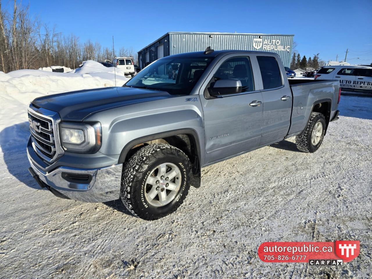 Ready to work! <br/> Comes Safety Certified with no extra charge <br/> <br/> <br/> Mechanically sound with some cosmetic blemishes <br/> Extended cab 6 seater with 6.5ft box <br/> Reliable and powerful 5.3L V8 with 4x4 <br/> <br/> <br/> Local trade in. Mechanically has been well maintained. Carfax shows 47 service records. <br/> <br/> <br/> Has new LT KO2s all around <br/> <br/> <br/> Features include power seats, backup camera, Bluetooth, AC, fog lights, spray in bed liner, tow hooks, automatic headlights and more. <br/> Link to Youtube Walkaround video: <br/> https://www.youtube.com/watch?v=73eqm9WRW-8 <br/> <br/> <br/> Link to carfax: <br/> https://vhr.carfax.ca/?id=4%2Fkh2+7sMxiuwT+IRYtGhBezCgzPoVuN <br/> <br/> <br/> Gorgeous color combination: beautiful grey exterior on black interior. <br/> <br/> <br/> Please call 705-826-6777 for appointments <br/> www.autorepublic.ca <br/> <br/> <br/> Available extended warranty up to 48 months <br/> <br/> <br/> WE FINANCE EVERYONE. 100% APPROVAL (downpayment might be required) <br/> <br/> <br/> Tax and Licensing extra <br/> <br/> <br/> Trade-ins are welcome! <br/> <br/> <br/> No Hidden Fees or Admin Fees! <br/> <br/> <br/> Do not hesitate to contact us with any questions. <br/> <br/> <br/> Please call us at 705-826-6777 for more details. <br/> www.autorepublic.ca <br/> <br/> <br/> AUTO REPUBLIC <br/> Quality Certified Pre-Owned Vehicles <br/> 5 Courtland st, Ramara, ON, L3V1A4 <br/>