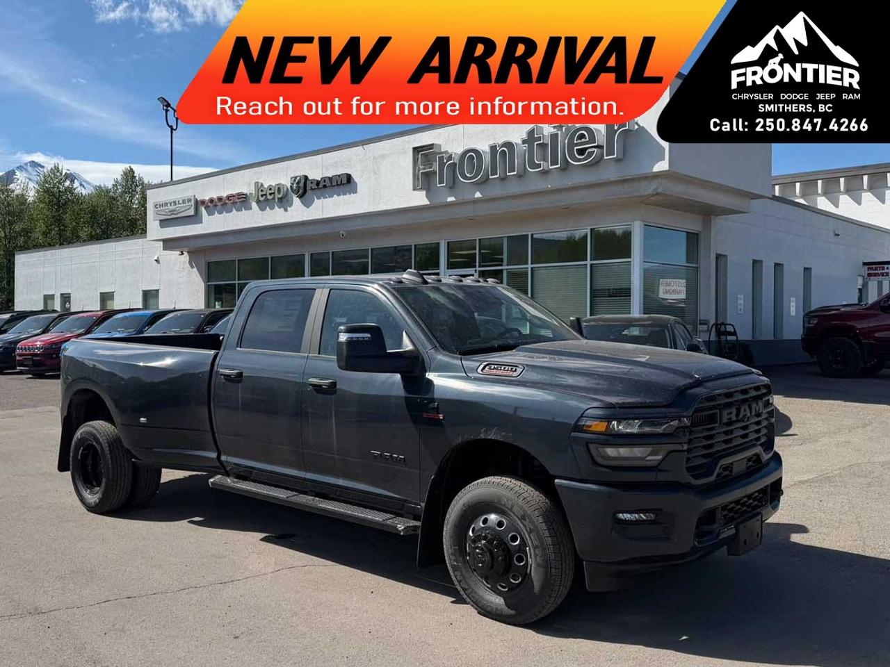 <p>Meet the <strong>2026 Ram 3500 Big Horn 4x4 Crew Cab 8' Box</strong>, a heavy-duty truck built for drivers who need serious capability and long-bed practicality. With a confident <strong>4×4 drivetrain</strong> and a spacious <strong>Crew Cab</strong> layout, this Ram 3500 is ready for demanding workdays, towing needs, and everything that comes with life in the North.</p><p>Powered by a strong <strong>6.7L 6-cylinder diesel engine</strong> paired with an <strong>automatic transmission</strong>, this truck delivers the strength and durability Ram heavy-duty owners rely on. The <strong>8' box</strong> adds extra versatility for hauling equipment, materials, or gear, making it an excellent choice for job sites, farm use, and long-distance towing.</p><p>Inside, this Ram 3500 Big Horn offers practical comfort and convenience features designed for everyday use. Confirmed equipment includes <strong>air conditioning</strong>, <strong>power windows</strong>, and <strong>keyless entry</strong>, along with technology features like <strong>Bluetooth connection</strong>, <strong>smart device integration</strong>, <strong>satellite radio</strong>, and a <strong>Wi-Fi hotspot</strong> to help keep you connected on the road.</p><p>For added confidence, this truck is equipped with a <strong>backup camera</strong>, <strong>brake assist</strong>, <strong>parking sensors</strong>, and <strong>cruise control</strong>, supporting safer driving and easier maneuvering.</p><p>If youre looking for a capable heavy-duty diesel truck with a long box and 4x4 strength, this Ram 3500 is worth a closer look. <strong>Please confirm all vehicle details and available features with our sales team, and start the buying process today at Frontier Chrysler Dodge Jeep Ram Ltd.</strong></p>