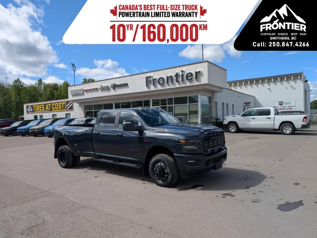 <p>Meet the <strong>2026 Ram 3500 Big Horn 4x4 Crew Cab 8' Box</strong>, a heavy-duty truck built for drivers who need serious capability and long-bed practicality. With a confident <strong>4×4 drivetrain</strong> and a spacious <strong>Crew Cab</strong> layout, this Ram 3500 is ready for demanding workdays, towing needs, and everything that comes with life in the North.</p><p>Powered by a strong <strong>6.7L 6-cylinder diesel engine</strong> paired with an <strong>automatic transmission</strong>, this truck delivers the strength and durability Ram heavy-duty owners rely on. The <strong>8' box</strong> adds extra versatility for hauling equipment, materials, or gear, making it an excellent choice for job sites, farm use, and long-distance towing.</p><p>Inside, this Ram 3500 Big Horn offers practical comfort and convenience features designed for everyday use. Confirmed equipment includes <strong>air conditioning</strong>, <strong>power windows</strong>, and <strong>keyless entry</strong>, along with technology features like <strong>Bluetooth connection</strong>, <strong>smart device integration</strong>, <strong>satellite radio</strong>, and a <strong>Wi-Fi hotspot</strong> to help keep you connected on the road.</p><p>For added confidence, this truck is equipped with a <strong>backup camera</strong>, <strong>brake assist</strong>, <strong>parking sensors</strong>, and <strong>cruise control</strong>, supporting safer driving and easier maneuvering.</p><p>If youre looking for a capable heavy-duty diesel truck with a long box and 4x4 strength, this Ram 3500 is worth a closer look. <strong>Please confirm all vehicle details and available features with our sales team, and start the buying process today at Frontier Chrysler Dodge Jeep Ram Ltd.</strong></p>