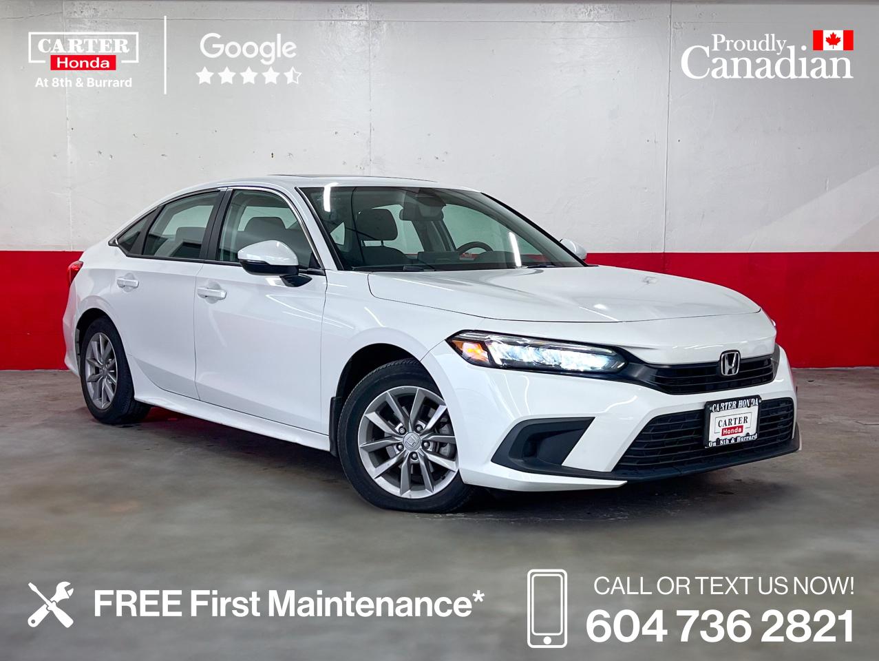 PRE-OWNED CERTIFIED | LOCALLY DRIVEN

Experience refined performance and modern comfort in this exceptional Pre-Owned 2024 Honda Civic LX. Equipped with sleek alloy wheels, keyless entry with push-button start, and a sunroof with sunshade, it delivers style and convenience at every turn. Stay connected through the intuitive touchscreen with Android Auto, Apple CarPlay, Bluetooth, and steering wheel controls, while heated seats, a heated steering wheel, and dual automatic climate control keep every drive perfectly comfortable. 

With advanced safety features like Pre-Collision Avoidance, Adaptive Cruise Control, Driver Assist Package, Parking Assist Sensors, Rear View Camera, and Traction Control, this Honda offers confidence and sophistication in one impressive package. Factory warranty until January 14, 2031 or 160,000 kms.

Why Purchase Your Vehicle from Carter Honda?

- A truly customer-first vehicle buying experience
- Proudly exceeding customer expectations for over 50 years
- Honda Certified Used Vehicles: 7-Day or 1,000 km Exchange
- Used Vehicles (Non-Honda, Non-Certified): 5-Day or 500 km Exchange
- 4.6-star Google rating based on 3,100+ customer reviews
- Large selection of quality vehicles across popular makes and models
- CARFAX vehicle history reports available on most vehicles
- Rigorous 182-point vehicle inspection for added peace of mind
- Fast approvals with financing options for most credit situations
- We welcome trade-ins and offer competitive market value
- Multilingual staff available to assist in multiple languages

Were here to help you drive the vehicle you want, the vehicle you deserve!

QUESTIONS? GREAT! WEVE GOT ANSWERS!
CALL OR TEXT US NOW! (604) 736-2821
(Doc. Fee: $795.00 | Dealer Code: 1100)