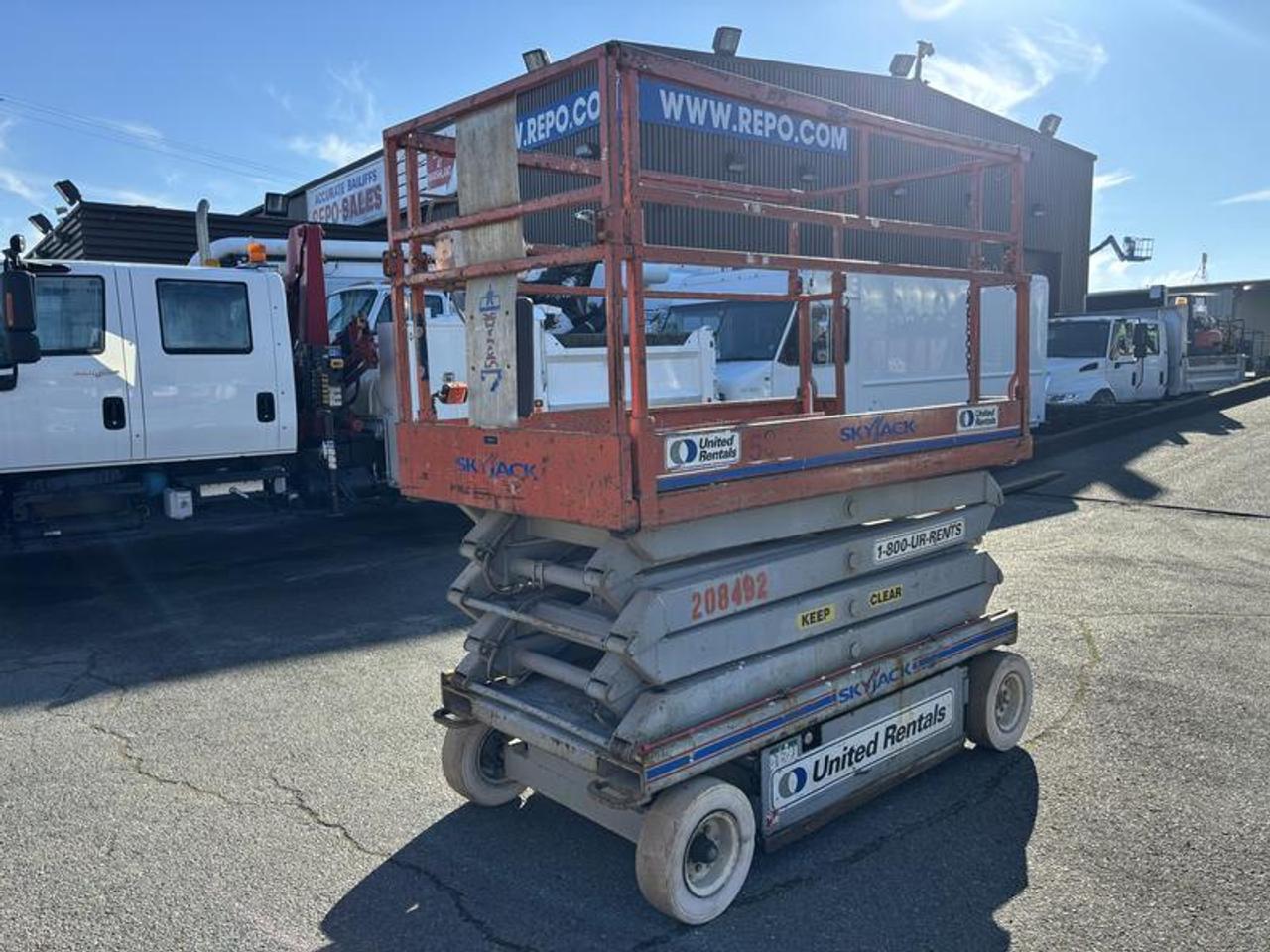 2010 SkyJack SJ 111426 Manlift with Battery Charger, orange exterior.
7 feet 2 inches X. 3 Feet 8 Inches Deck,  26 Feet Raised  $8,410.00 plus $375 processing fee, $8,785.00 total payment obligation before taxes.  Listing report, warranty, contract commitment cancellation fee, financing available on approved credit (some limitations and exceptions may apply). All above specifications and information is considered to be accurate but is not guaranteed and no opinion or advice is given as to whether this item should be purchased. We do not allow test drives due to theft, fraud, acts of vandalism and undetectable impaired driving. Instead we provide the following benefits: Complimentary Warranty (with options to extend), Limited Money Back Satisfaction Guarantee on Fully Completed Contracts, Contract Commitment Cancellation, and an Open-Ended Sell-Back Option. Ask seller for details or call 604-522-REPO(7376) to confirm listing availability.