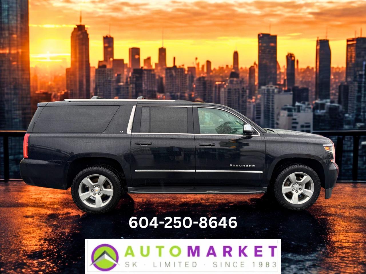 CALL OR TEXT KARL @ 6-0-4-2-5-0-8-6-4-6 FOR INFO & TO CONFIRM WHICH LOCATION.<br /><br />BEAUTIFUL SUBURBAN LT WITH HEATED LEATHER SEATS AND ROOM FOR 8 PEOPLE. DUAL DVD, NAVIGATION, CAR PLAY, ANDROID AUTO, BLUETOOTH, LANE DEPARTURE WARNING, FORWARD COLLISION CAMERA, REAR CAMERA, HEATED LEATHER SEATS AND THE LIST GOES ON! THROUGH THE SHOP WERE IT WAS FULLY INSPECTED. EVERYHTING CHECKED OUT GREAT. TIRES ARE NEARLY NEW WITH BRAND NEW TPMS SENSORS. THE BRAKES HAVE TONS OF LIFE LEFT IN THEM. BRAND NEW WINDSHIELD AS WELL. IT NEEDS NOTHING! READY TO LOAD UP THE FAMILY AND HIT THE HIGHWAY!&nbsp;<br /><br />2 LOCATIONS TO SERVE YOU, BE SURE TO CALL FIRST TO CONFIRM WHERE THE VEHICLE IS.<br /><br />We are a family owned and operated business for 40 years. Since 1983 we have been committed to offering outstanding vehicles backed by exceptional customer service, now and in the future. Whatever your specific needs may be, we will custom tailor your purchase exactly how you want or need it to be. All you have to do is give us a call and we will happily walk you through all the steps with no stress and no pressure.<br /><br />&nbsp; &nbsp; &nbsp; &nbsp; &nbsp; &nbsp; &nbsp; &nbsp; &nbsp; &nbsp; &nbsp; &nbsp; &nbsp; &nbsp; &nbsp; &nbsp; &nbsp; &nbsp; &nbsp; &nbsp; &nbsp; &nbsp; WE ARE THE HOUSE OF YES!<br /><br />ADDITIONAL BENEFITS WHEN BUYING FROM SK AUTOMARKET:<br /><br />-ON SITE FINANCING THROUGH OUR 17 AFFILIATED BANKS AND VEHICLE&nbsp; &nbsp; &nbsp; &nbsp; &nbsp; &nbsp; &nbsp; &nbsp; &nbsp; &nbsp; &nbsp; &nbsp; &nbsp; &nbsp; &nbsp; &nbsp; &nbsp; &nbsp; &nbsp; &nbsp; &nbsp; &nbsp; &nbsp; &nbsp; &nbsp; &nbsp;FINANCE COMPANIES.<br />-IN HOUSE LEASE TO OWN PROGRAM.<br />-EVERY VEHICLE HAS UNDERGONE A 120 POINT COMPREHENSIVE INSPECTION.<br />-EVERY PURCHASE INCLUDES A FREE POWERTRAIN WARRANTY.<br />-EVERY VEHICLE INCLUDES A CARFAX AND ICBC DAMAGE REPORT.<br />-EVERY VEHICLE IS GUARANTEED LIEN FREE.<br />-DISCOUNTED RATES ON PARTS AND SERVICE FOR YOUR NEW CAR AND ANY OTHER&nbsp; &nbsp;FAMILY CARS THAT NEED WORK NOW AND IN THE FUTURE.<br />-40 YEARS IN THE VEHICLE SALES INDUSTRY.<br />-A+++ MEMBER OF THE BETTER BUSINESS BUREAU.<br />-RATED&nbsp;TOP DEALER BY CARGURUS 8 YEARS IN A ROW<br />-MEMBER&nbsp;IN GOOD STANDING WITH THE VEHICLE SALES AUTHORITY OF BRITISH&nbsp; &nbsp;COLUMBIA.<br />-MEMBER OF THE AUTOMOTIVE RETAILERS ASSOCIATION.<br />-COMMITTED CONTRIBUTOR TO OUR LOCAL COMMUNITY AND THE RESIDENTS OF BC.<br /> This vehicle has been Fully Inspected, Certified and Qualifies for Our Free Extended Warranty.Don't forget to ask about our Great Finance and Lease Rates. We also have a Options for Buy Here Pay Here and Lease to Own for Good Customers in Bad Situations. 2 locations to help you, White Rock and Langley. Be sure to call before you come to confirm the vehicles location and availability or look us up at www.automarketsales.com. White Rock 604-542-4970 and Langley 604-533-1310. Serving Surrey, Delta, Langley, Richmond, Vancouver, all of BC and western Canada. Financing & leasing available. CALL SK AUTOMARKET LTD. 6045424970. Call us toll-free at 1 877 813-6807. $999 Documentation fee (negotiable) and applicable taxes are in addition to advertised prices. LANGLEY LOCATION DEALER# 40038 S. SURREY LOCATION DEALER #9987