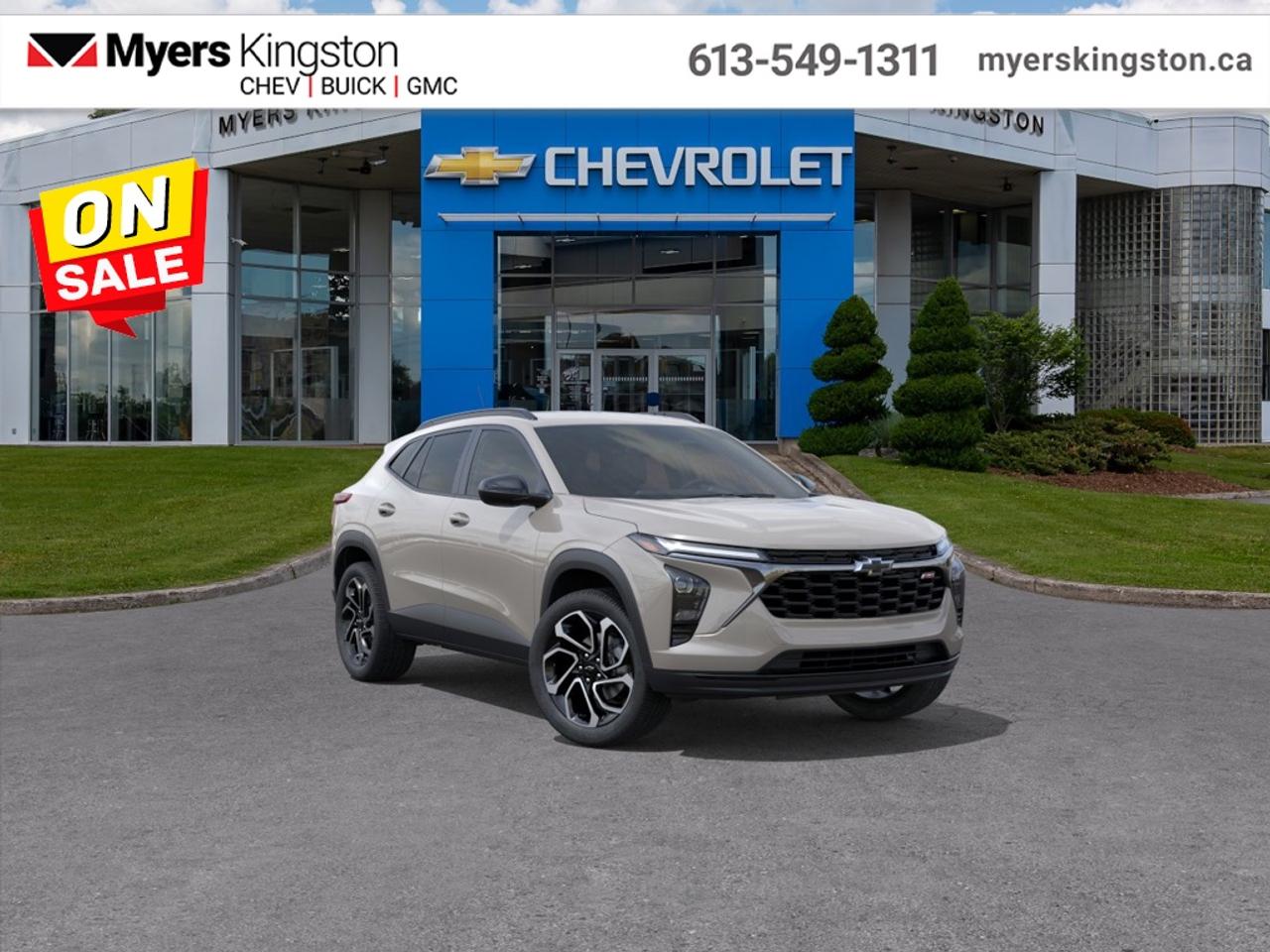 <b>Heated Seats,  Remote Start,  Adaptive Cruise Control,  Blind Spot Detection,  Heated Steering Wheel!</b><br> <br>  SPECIAL! EMPLOYEE PRICING ON NOW! Was $34445. Now $32713! $1732 discount until Aug 31!  <br> <br/>With agile handling and practical dimensions the Trax adapts easily to city streets, road trips and everyday drive routines.<br> <br>The 2026 Chevrolet Trax combines a sleek exterior, refined interior and intuitive features into a compact SUV that fits both your lifestyle and your budget. Its smart connectivity and flexible cabin layout make it easy for passengers, cargo and daily commutes to stay equally comfortable and efficient. With Chevrolets strong support network and thoughtful design, the Trax stands out as a dependable, versatile choice in its segment.<br> <br>This Wht Sands SUV has an Automatic transmission and is powered by a 137HP 1.2L 3 Cylinder Engine. <br> <br> Our Traxs trim level is 2RS. This Trax 2RS features the Driver Confidence Package with rear cross traffic alert, blind spot detection and adaptive cruise control, with the LS Convenience Package, that includes a heated steering wheel, heated side mirrors and remote engine start, along with great standard features such as heated front seats, cruise control, 60/40 split-folding rear seats, air conditioning, and an upgraded 11-inch infotainment screen with wireless Apple CarPlay and Android Auto, wi-fi hotspot capability, active noise cancellation, and SiriusXM streaming radio. Safety features also include front pedestrian braking, forward collision alert, lane keeping assist with lane departure warning, IntelliBeam, and a rearview camera. This vehicle has been upgraded with the following features: Heated Seats, Remote Start, Adaptive Cruise Control, Blind Spot Detection, Heated Steering Wheel, Apple CarPlay, Android Auto. This is a demonstrator vehicle driven by a member of our staff, so we can offer a great deal on it.<br><br> <br>To apply right now for financing use this link: <a href=https://www.taylorautomall.com/finance/apply-for-financing/ target=_blank>https://www.taylorautomall.com/finance/apply-for-financing/</a><br> <br/>Weve discounted this vehicle $1732. 4.99% financing for 84 months. Incentives expire 2026-08-31. See dealer for details. <br><br>HST, licensing, and Federal luxury tax (if applicable) are extra. <br><br> Come by and check out our fleet of 60+ used cars and trucks and 180+ new cars and trucks for sale in Kingston.  o~o