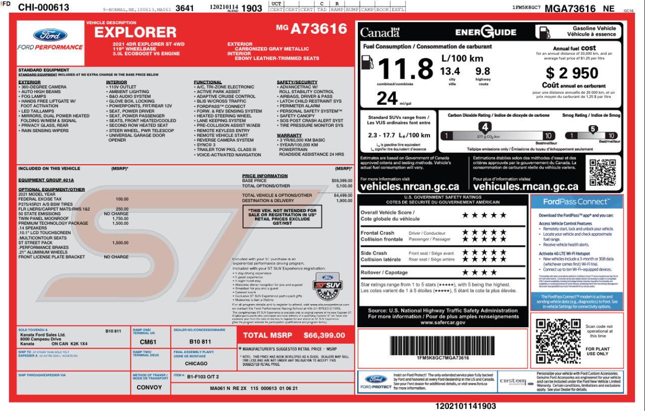 2021 Ford Explorer ST 400HP 1 Owner | Clean Carfax | Panoramic Roof Photo