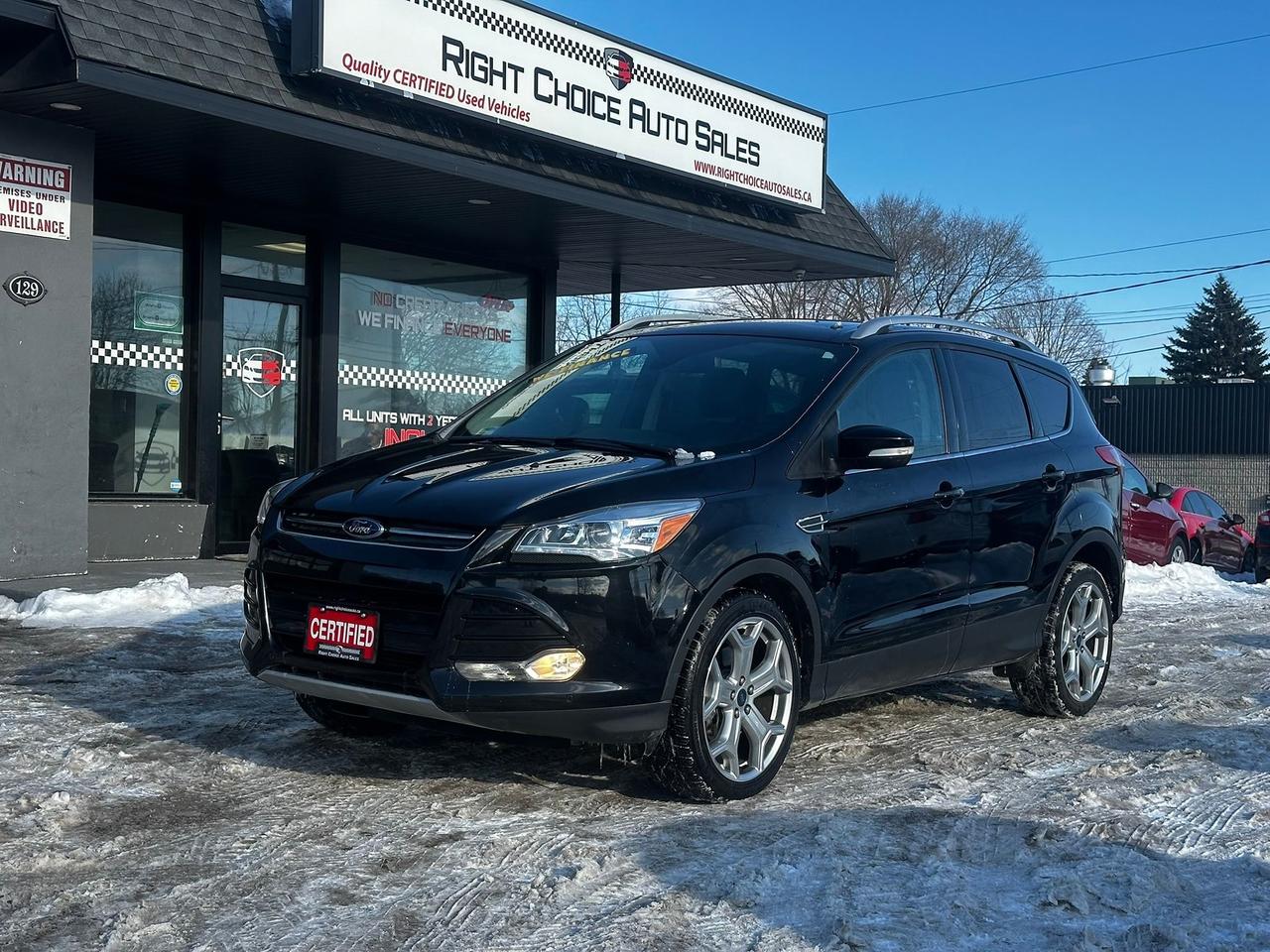 <p>CERTIFIED WITH 2 YEAR WARRANTY INCLUDED!!!</p><p><span style=color: #e2e5e9; font-family: Segoe UI Historic, Segoe UI, Helvetica, Arial, sans-serif; font-size: 15px; white-space-collapse: preserve; background-color: #252728;>Financing available for everyone with - Bad Credit - No Credit - Study Permit - Work Permit- Bankruptcy - Repos - First-time buyers - Consumer Proposal - Uber Drivers - ODSP ✅✅✅✅✅ ✅We Approve Everyone with all types of credit</span></p><p>WE FINANCE EVERYONE REGARDLESS OF CREDIT !!!</p><p>VOTED BRANTFORDS BEST USED CAR DEALER 2024 AND 2025 !!!!</p><p><span style=color: #3a3a3a; font-family: Roboto, sans-serif; font-size: 12px; background-color: #eeeeee;>Taxes, license are not included in listing price.</span></p><p>Looking for a sleek and capable SUV thats ready for any adventure? Check out this stunning 2016 Ford Escape Titanium, available now at Right Choice Auto! This black beauty boasts a black interior, creating a sophisticated and comfortable cabin. With its efficient 4-cylinder engine, automatic transmission, and versatile 4-wheel drive, this Escape is perfect for navigating city streets or exploring the Canadian wilderness. This Escape has 115,000 km on the odometer.</p><p>This Escape Titanium is loaded with features designed to enhance your driving experience. Here are a few highlights that will have you itching to get behind the wheel:</p><ul><li><strong>Panoramic Vista Roof:</strong> Soak in the sunshine and enjoy breathtaking views with the expansive panoramic sunroof.</li><li><strong>Leather-Trimmed Seats:</strong> Experience ultimate comfort and style with premium leather seating.</li><li><strong>SYNC 3 Infotainment System:</strong> Stay connected and entertained with the user-friendly SYNC 3 system, offering navigation, smartphone integration, and more.</li><li><strong>Blind Spot Information System (BLIS):</strong> Drive with confidence thanks to the BLIS, which alerts you to vehicles in your blind spots.</li><li><strong>Heated Front Seats:</strong> Stay warm and cozy even on the coldest Canadian days with heated front seats.</li></ul><p>Visit Right Choice Auto today and experience the 2016 Ford Escape Titanium for yourself!</p><p><strong><em>Powered by AutoIntelligence&trade;</em></strong> Vehicle information has been generated using artificial intelligence and is provided for informational purposes only. While efforts are made to ensure accuracy, please confirm all details directly with the dealer.</p>