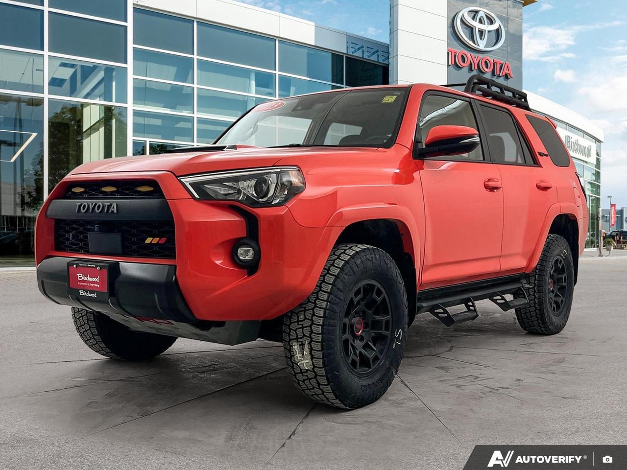 Local Vehicle!
Good Condition!
Experience the ultimate off-road adventure with the 2023 Toyota 4Runner TRD PRO. This rugged SUV is designed to conquer any terrain while providing luxurious comfort for up to 5 passengers.

Key Features 

- Four Wheel Drive 
- Power Tilt And Slide Moonroof 
- Heated Leather Wrapped Steering Wheel 
- Heated Front Seats 
- Apple CarPlay 
- Android Auto 
- 8 Inch Touch Screen
- 8 Speakers 
- Push Button Start 
- Smart Key System 

Safety Features

- Lane Departure Alert 
- Pre-Collision System 
- BackUp Camera 
- Dynamic Radar Cruise Control 
- Tire Pressure Monitoring System 

And More!

Dont miss your chance to own this exceptional 4Runner. Visit Birchwood Toyota today to schedule a test drive and experience the perfect blend of power, comfort, and style. Our knowledgeable staff is ready to answer any questions and guide you through the purchase process. Reserve your 4Runner now and prepare for your next great adventure!
Experience is Everything at Birchwood Toyota! Our mission is to provide the most transparent and efficient sales process for our customers. We strive to provide the best service possible, whether you visit us in person, shop our website, or take advantage of our buy from home program.

The Birchwood Toyota Trade-in Guarantee - We buy your vehicle even if you dont buy ours!


100% guaranteed approval for every qualifying year, make and model. Only the Best Rates and Terms available.

This vehicle qualifies for Birchwood Toyota Shield, which includes:

Guardian Protection:
- Cosmetic Wheel Protection
- Paintless Dent Repair
- Key/Remote Replacement

Dealer Permit #0025
Dealer permit #0025