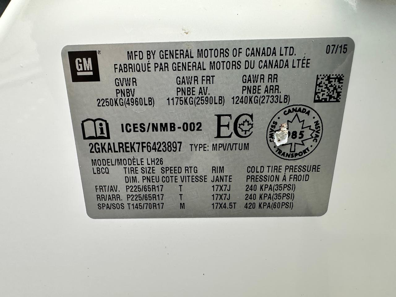 2015 GMC Terrain SLE HTD-Cloth Alloys FM/XM BackupCam Remote Start Photo