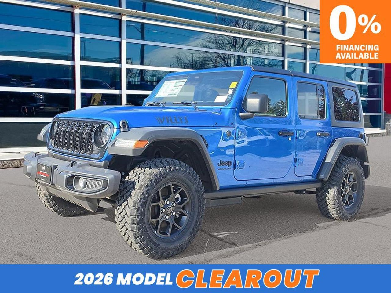 2026 Jeep Wrangler Willys| 4DR| Dual Tops| Heated Seats| Rugged AT Tires| Bindspot| Alpine Stereo Photo0