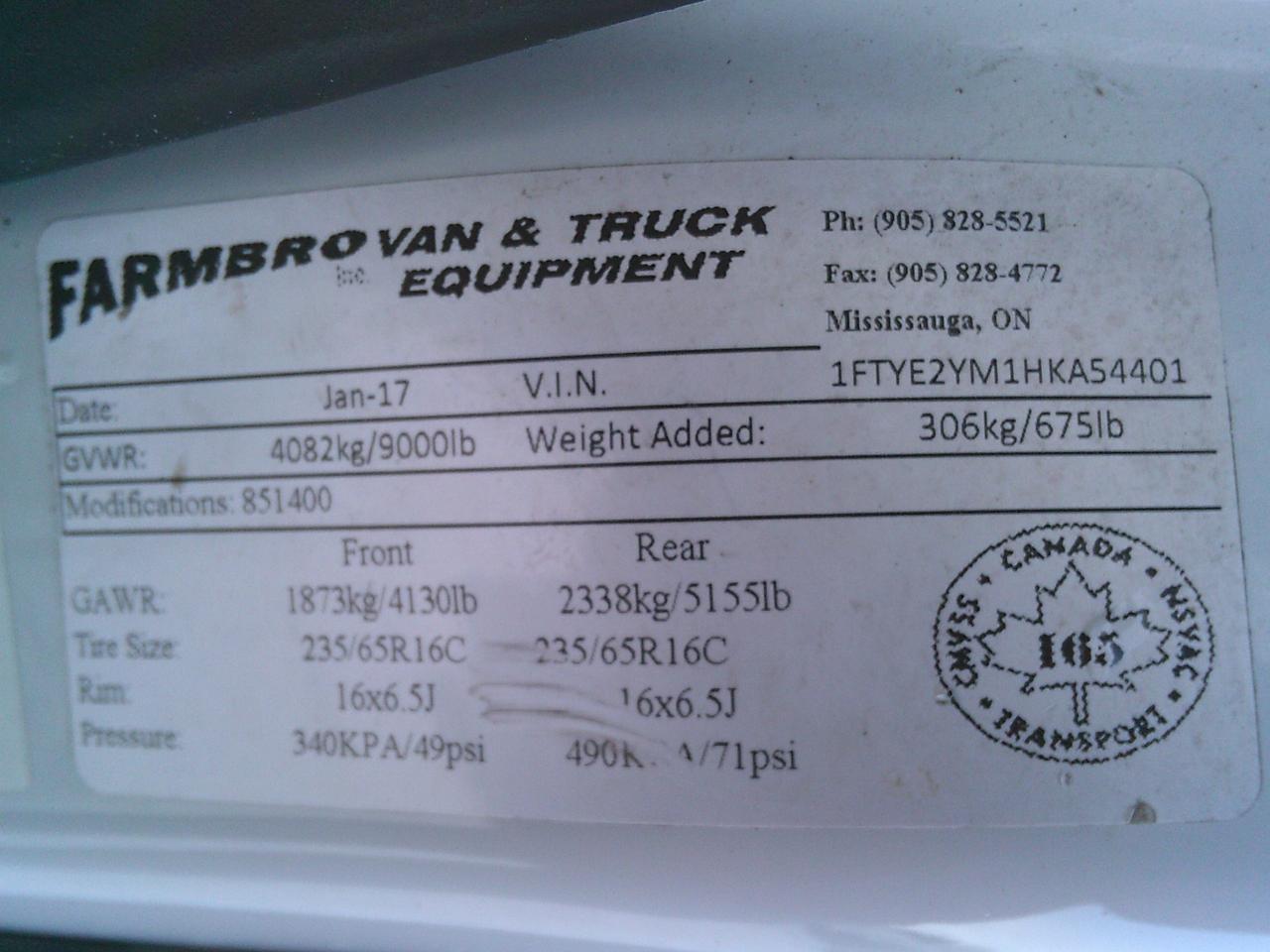 2017 Ford Transit Cargo Van T-150 148  Low Rf 8600 GVWR Sliding RH Dr Photo