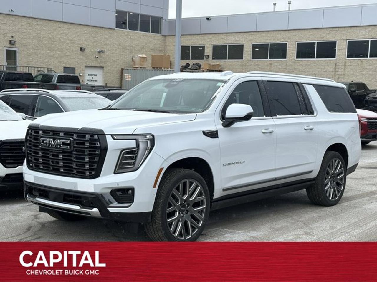 This GMC Yukon XL boasts a Turbo Diesel 3.0L/ engine powering this Automatic transmission. ENGINE, DURAMAX 3.0L TURBO-DIESEL (305 hp [227 kW] @ 3750 rpm, 495 lb-ft of torque [671 Nm] @ 2750 rpm), Wireless Phone Charging, for portable devices, Wireless Apple CarPlay/Wireless Android Auto.* This GMC Yukon XL Features the Following Options *Wipers, front intermittent, Rainsense, Wiper, rear intermittent, Windows, power, rear with Express-Down, Window, power with front passenger Express-Up/Down, Window, power with driver Express-Up/Down, Wi-Fi Hotspot capable (Terms and limitations apply. See onstar.ca or dealer for details.), Wheels, 24 x 9.5 (61 cm x 24.1 cm) selective machined and painted After Midnight Metallic (Includes (SFE) wheel locks, LPO.), Wheel, full-size spare, 17 (43.2 cm) steel, Warning tones headlamp on, driver and right-front passenger seat belt unfasten and turn signal on, Visors, driver and front passenger illuminated vanity mirrors.* Visit Us Today *Come in for a quick visit at Capital Chevrolet Buick GMC Inc., 13103 Lake Fraser Drive SE, Calgary, AB T2J 3H5 to claim your GMC Yukon XL!