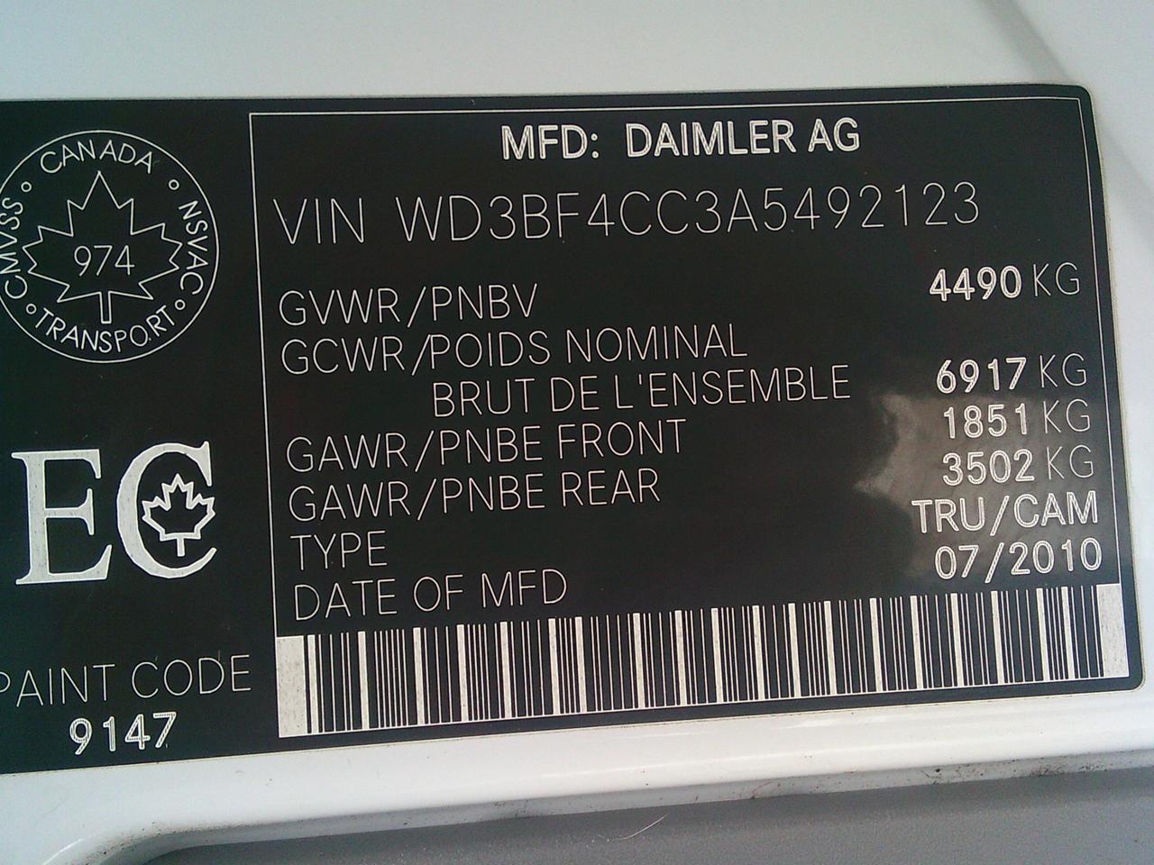 2010 Mercedes-Benz Sprinter 3500 170 WB Liftgate + 10 Passenger Photo