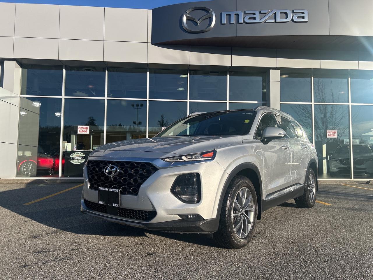 Immaculate Santa Fe loaded with features including 2.0L Turbocharged 4 cylinder,  Automatic All Wheel Drive, Air Conditioning, Panoramic Sunroof, Reverse Camera, Apple Carplay/Android Auto, Heated Seats, Alloy Wheels, Bluetooth, Hard to find used cars this clean, Call today for more information, Accident Free, Balance of Factory Warranty, Dealer Inspected, Dealer Serviced, Excellent Condition, Free CarFax Report, Low KM, Multi-Point Inspection, No Lien, Oil Changed, Vehicle Detailed, SO DONT WAIT TO COME ON INTO MIDWAY MAZDA TO BOOK A TEST DRIVE TODAY. Our team is professional; MVSABC Certified and we offer a no pressure environment. Finding the right vehicle at the right price, we are here to help!

- Mechanically inspected by our Licensed Mazda Master Technicians  
- This vehicle is Carfax Verified, We have nothing to hide  
- Vehicle includes Warranty at this price  
- Price subject to $599 documentation fee 
- Got a vehicle to trade? Drive it in and have our Professional Appraisers look at it!  
- Financing Available. Not sure about your credit approval? No problem, APPLY ONLINE TODAY!  
- Professional, MVSABC Certified and Friendly staff are ready to Serve you!  
- Extended Warranty is available on all of our pre-owned inventory, just ask us for details!  

We have a huge variety of Pre-Owned Nissan, Honda, Toyota, Chrysler, Dodge, Subaru, Mazda, Kia, Hyundai, Ford, Lincoln, Infiniti, Fiat, Suzuki, Chevrolet, Pontiac, Jeep, GMC, Saturn, Lexus, Volkswagen, Mitsubishi Cars, Minivans, Trucks and SUV to choose from!  MIDWAY MAZDA is a family owned business that has been serving White Rock, Surrey, Burnaby, Richmond, Vancouver and Langley since 1986. At Midway Mazda we dont just sell new Mazda models such as the MAZDA3, CX-3, CX30, CX-5, MAZDA5, MAZDA6 and CX-9...We dont just offer a fantastic selection of used cars... And we certainly dont just offer high-caliber Mazda service. Rather, at Midway Mazda, we take the time to get to know each and every driver we meet. It doesnt matter if youre from Burnaby, Richmond, Vancouver or Langley; we get to know your driving style, needs, desires and maintenance habits. For people looking to buy a car, this means an amiable, pressure-free environment. Rather than push cars, Midway Mazda suggests the ones that will best meet your lifestyle and budget...For people who might not have the best memory and/or diligence when it comes to getting their new Mazda or used car serviced, we help make sure you stay on track so you can get every last mile paid for. Midway Mazda even has drivers backs covered in the event of an accident, thanks to our state-of-the-art Mazda service center and expert staff who are continuously training on the latest repairs and tools of the trade. To learn more about how Midway Mazda is dedicated to making your life easier, please contact us. Or better yet, stop in and meet us in person at 3050 King George Blvd., Surrey, British Columbia, Canada. We hope to have the pleasure of meeting you soon. Please call for availability. Dealer #8333